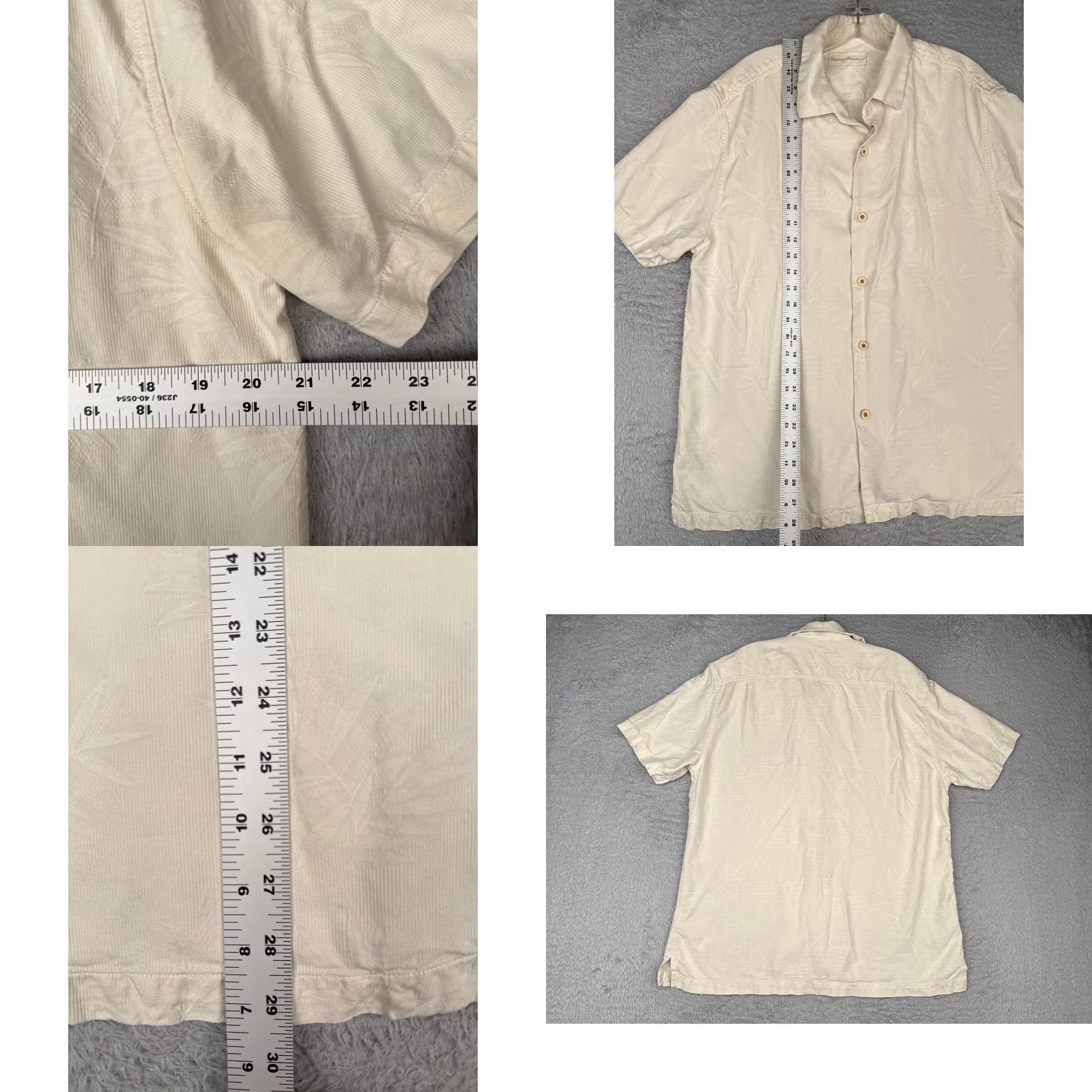 Tommy Bahama Tommy Bahama Shirt Men Large Ivory Floral Silk Button Up Hawaiian Embroidered Size US L / EU 52-54 / 3 - 8 Thumbnail