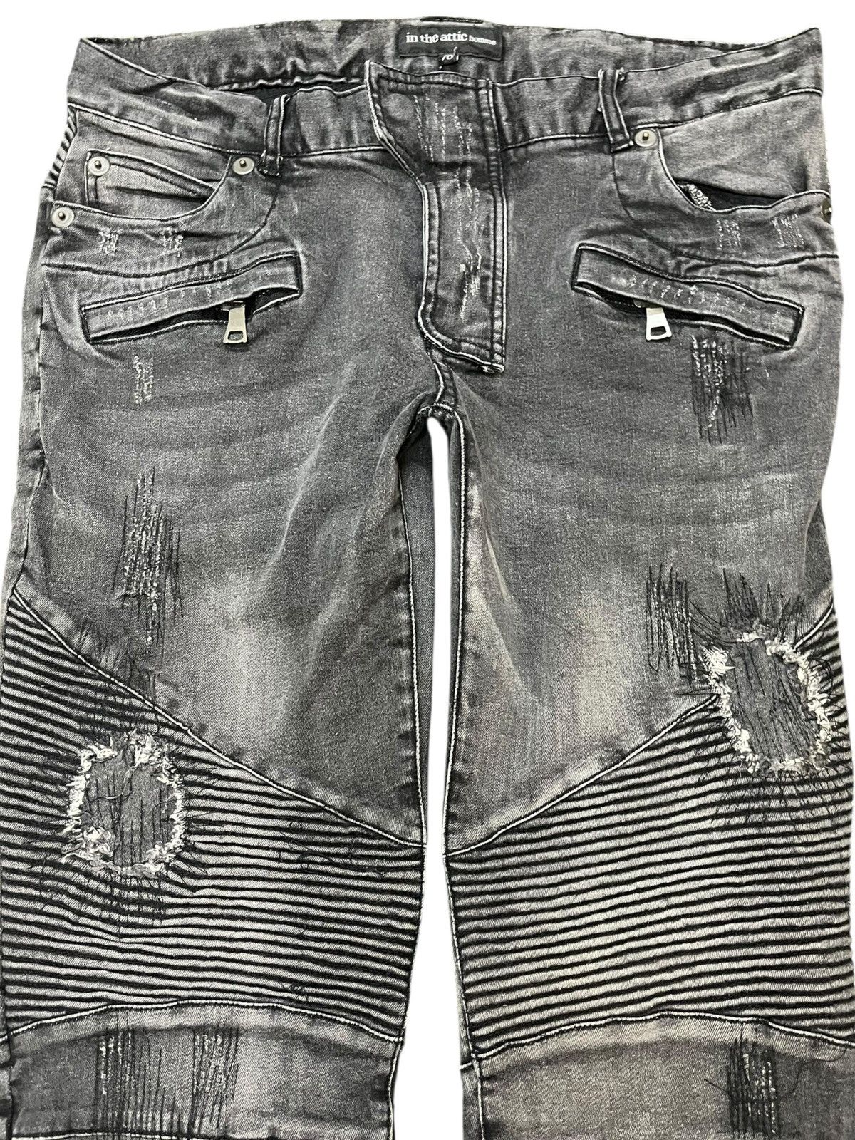 In The Attic Vintage In the Attic Homme Biker Double Knee Denim Size US 31 - 2 Thumbnail