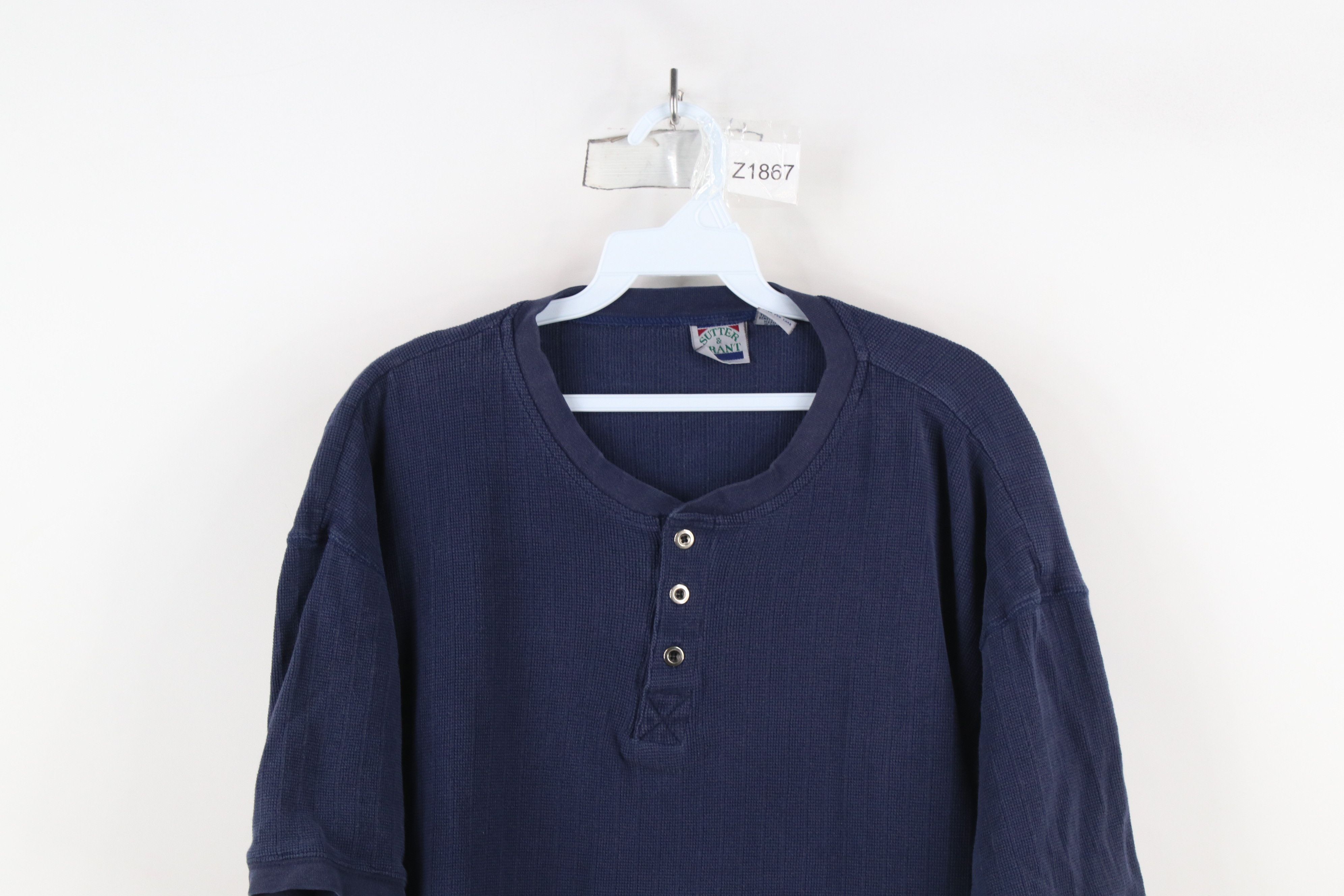 Vintage Vintage 90s Streetwear Thermal Waffle Knit Henley T-Shirt Size US L / EU 52-54 / 3 - 2 Thumbnail