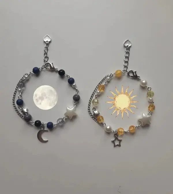 Misaki x Hanai moon and star matching beaded bracelet