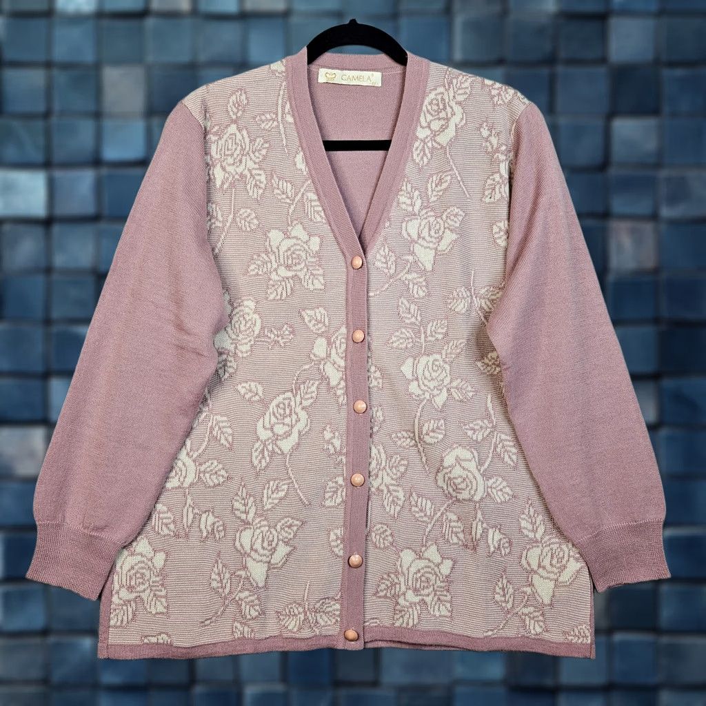 Camel CAMELA Cardigan Women Pink Floral Printed V-neck Button Up Size 42 Sweater Knit Regular All Seasons Womens Size M / US 6-8 / IT 42-44 - 1 Thumbnail