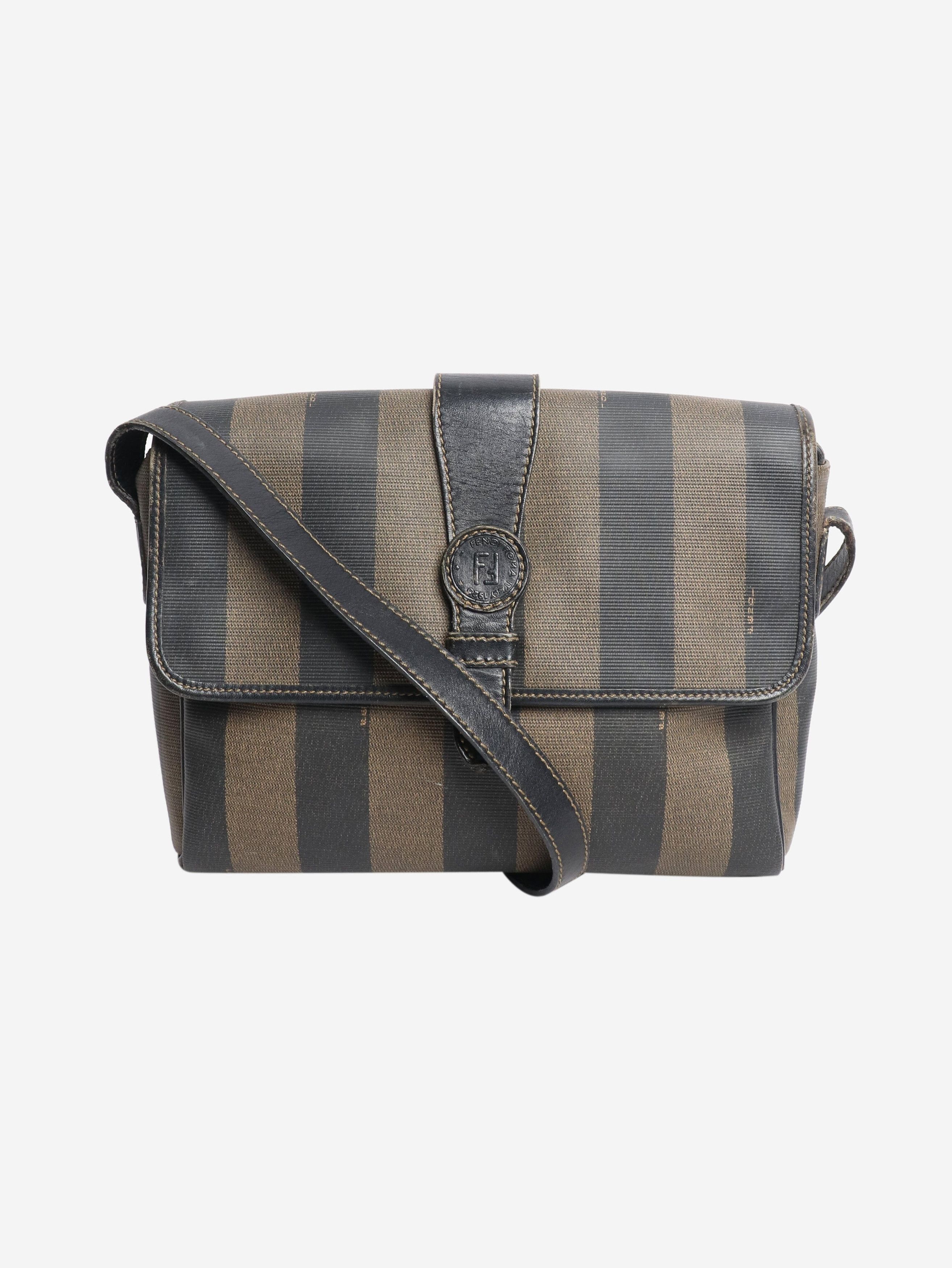 Fendi Brown Penguin striped shoulder bag Size ONE SIZE - 1 Thumbnail