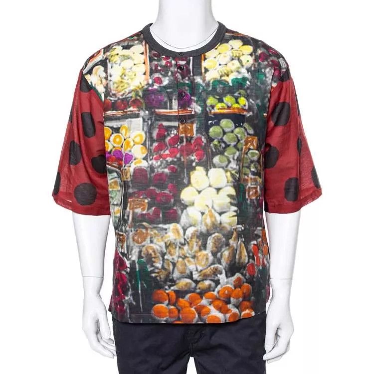 Dolce & Gabbana DG Oversized Cotton-Linen Fruit Print Short Tee 46/52 Size US S / EU 44-46 / 1 - 1 Thumbnail