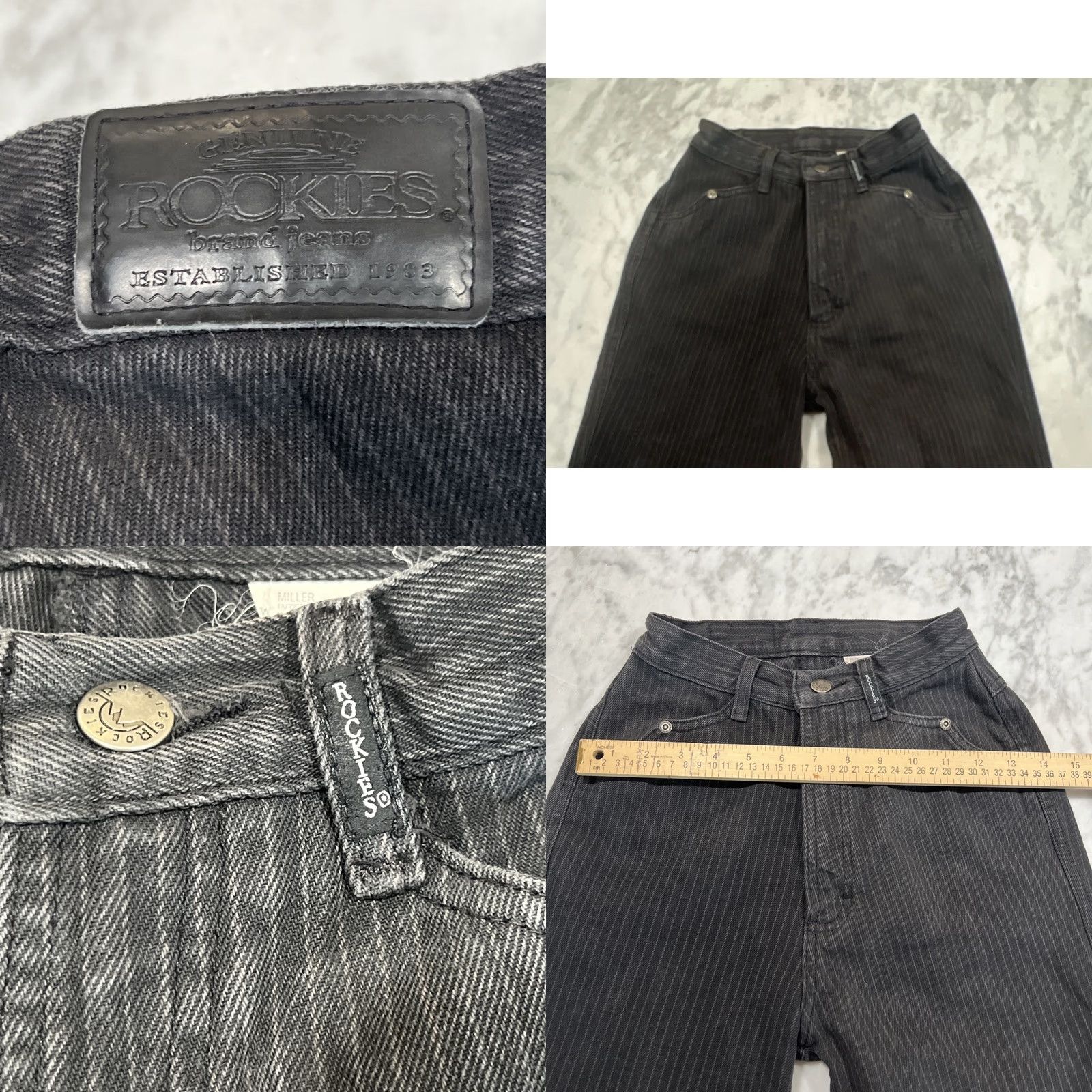 Vintage VINTAGE Rockies Western Jeans Women’s 24x36 Black Striped Bareback 1990s Womens Size 42" / US 20 - 8 Thumbnail