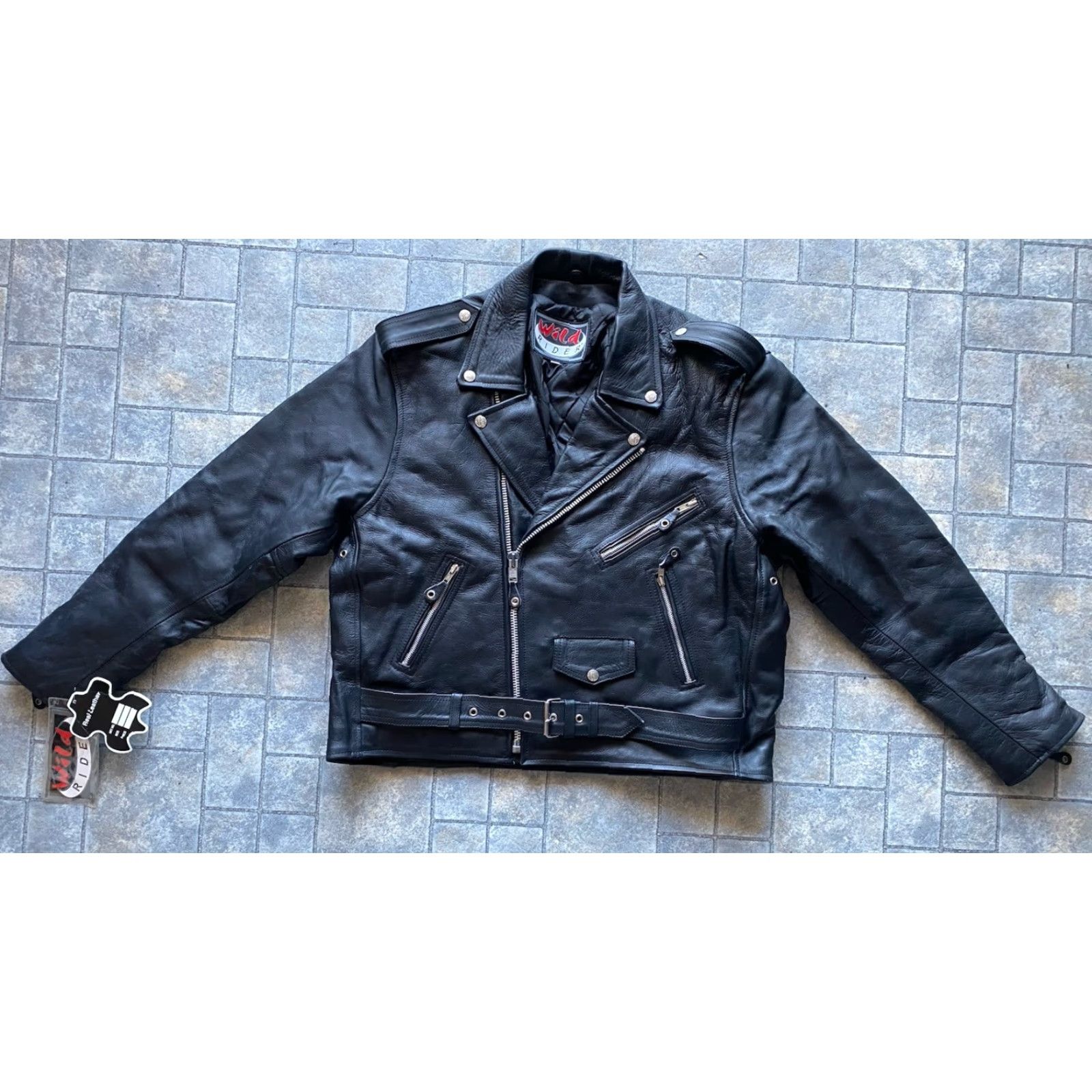 Vintage VINTAGE Wild Rider Leather Motorcycle Jacket Men’s 48 Black Jacket Biker 90s Mens Size US M / EU 48-50 / 2 - 2 Thumbnail