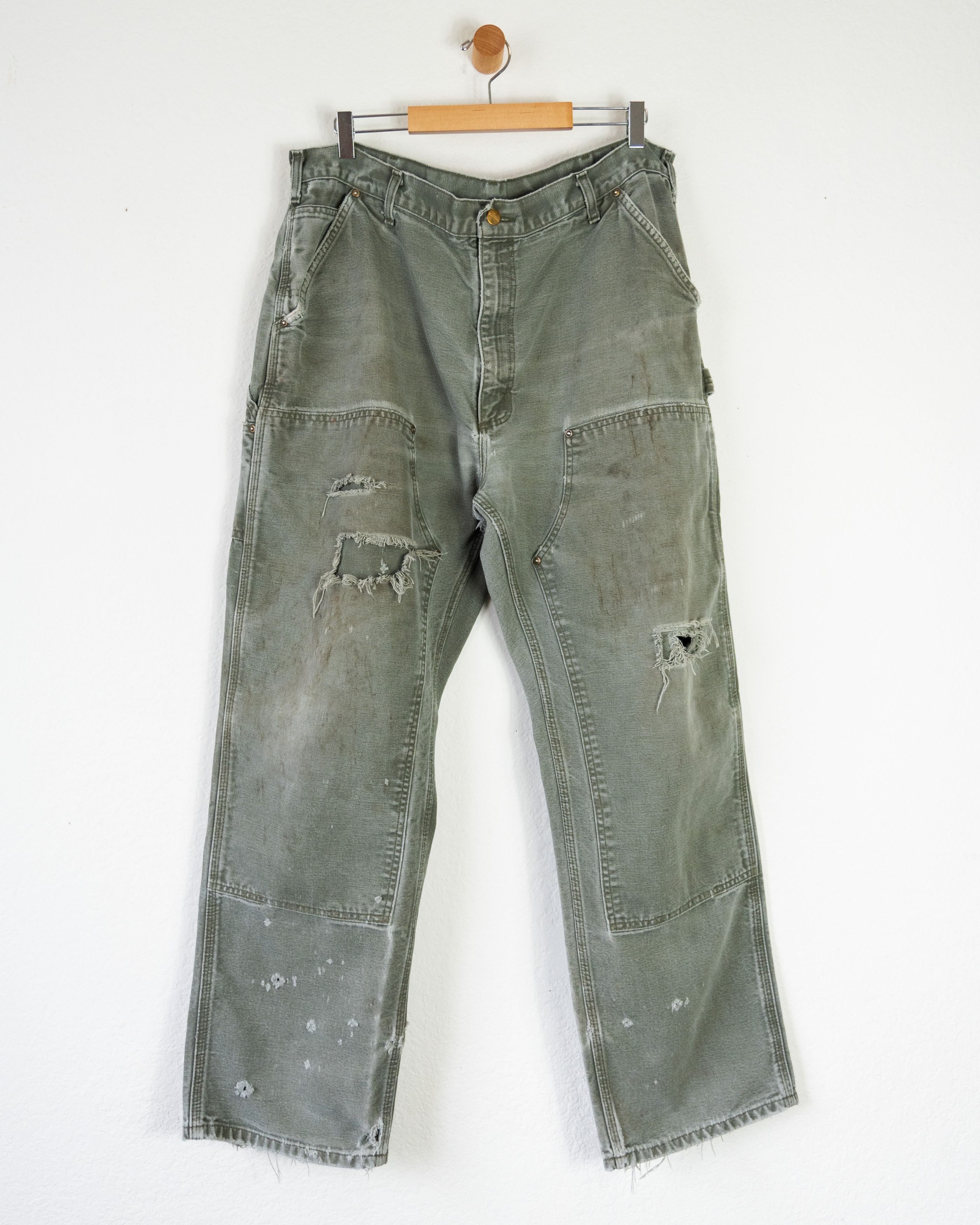 image of Faded Vintage Carhartt Double Knee Carpenter Pants Olive, Men's (Size 38)