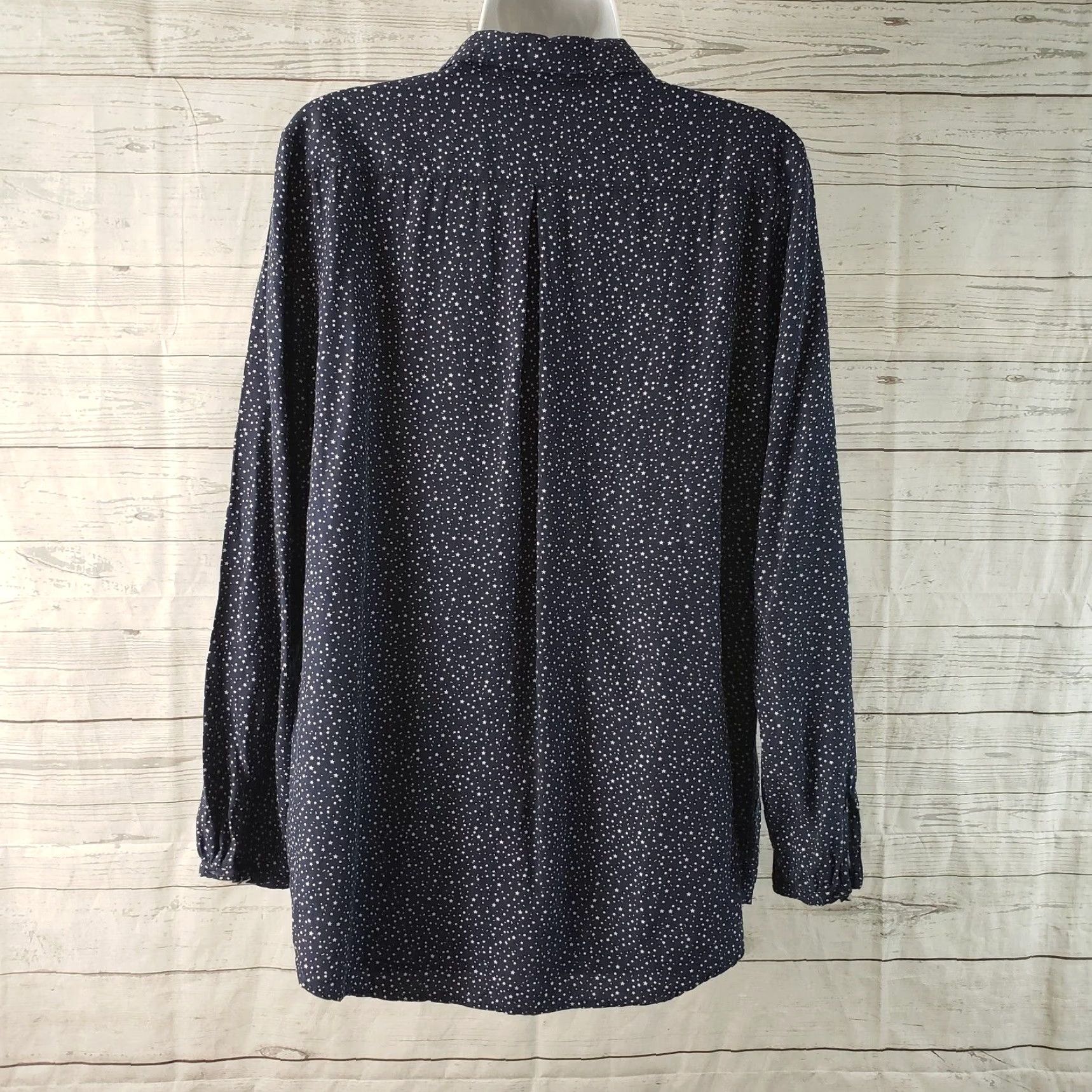 Vintage Joules Shirt Women Elvina Button Front Long Sleeve Sz 10 Blue White Star Print Size L / US 10 / IT 46 - 4 Thumbnail