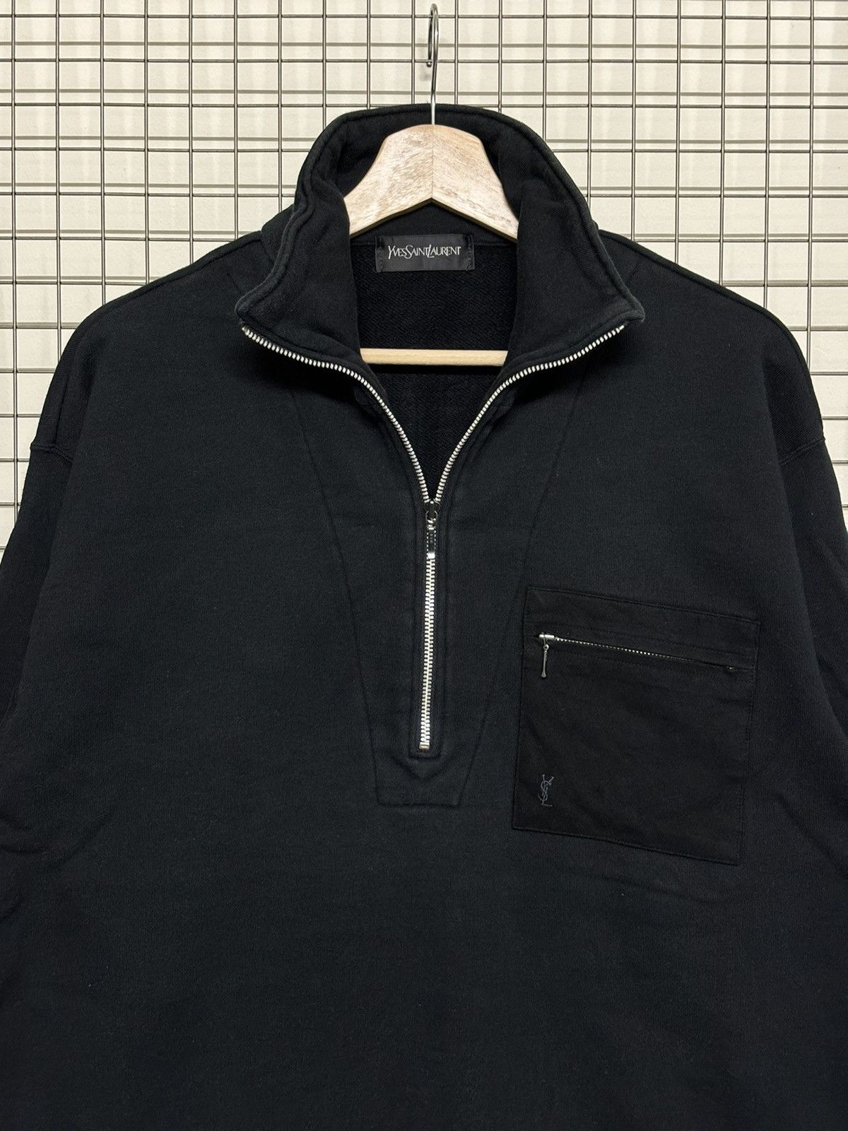 Vintage × Yves Saint Laurent Yves Saint Lauren Half Zipper Pullover Sweatshirt Size US L / EU 52-54 / 3 - 1 Thumbnail