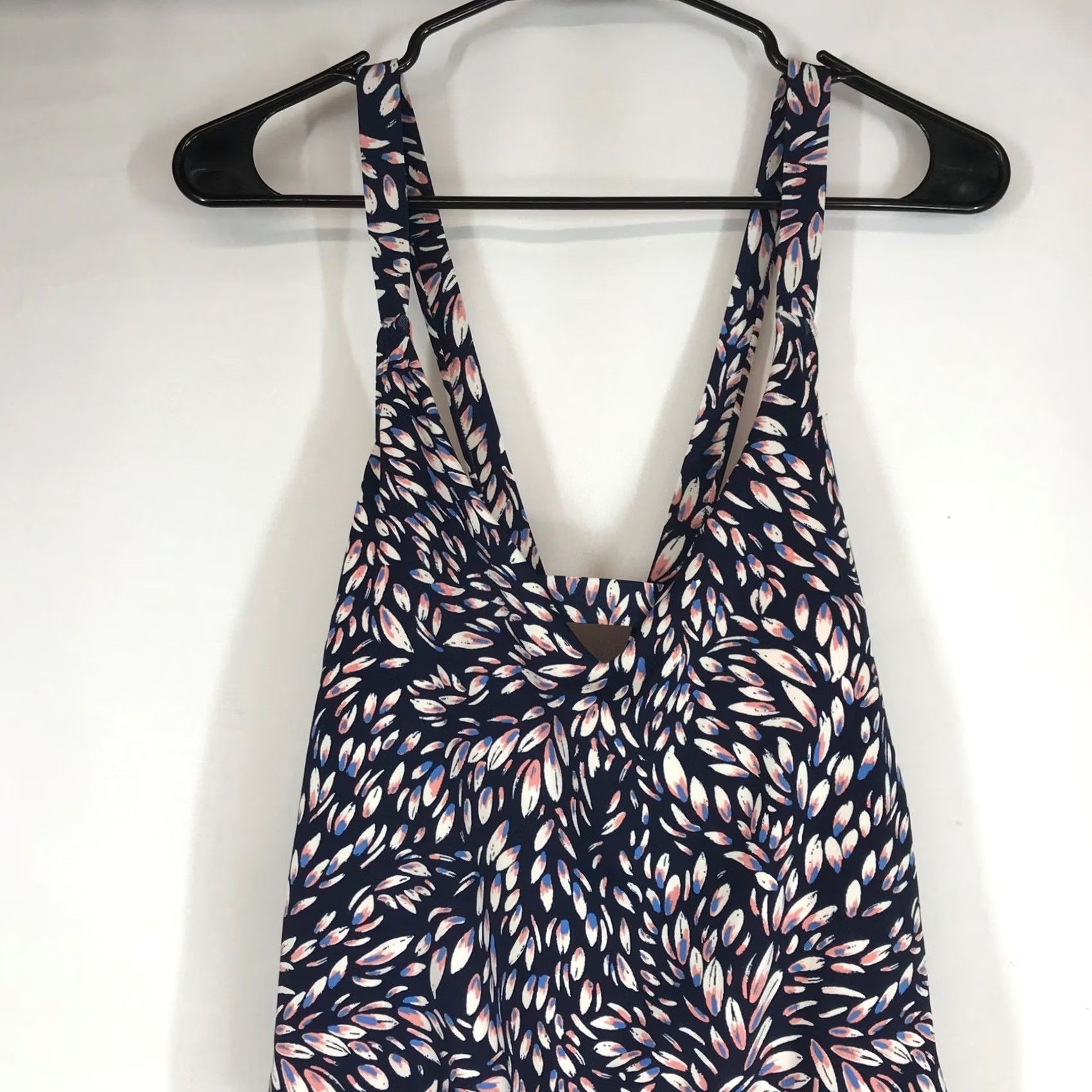 Vintage VINTAGE Carve Designs Womens XL Navy Blue Leaf Print V-Neck Strappy Back Swimsuit Size ONE SIZE - 2 Thumbnail