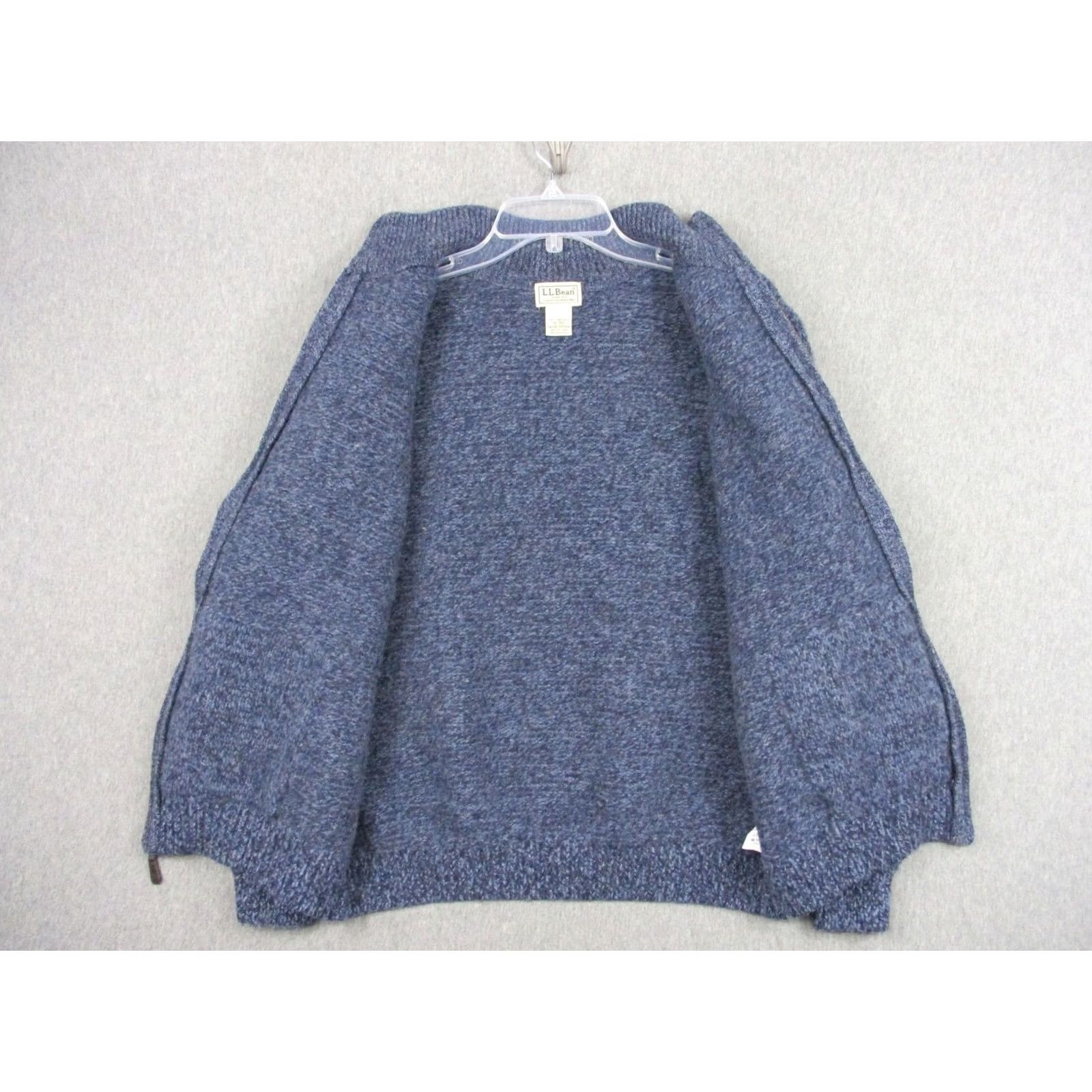 Vintage L.L. Bean Sweater Mens XL Blue Full Zip Mock Neck Pockets Wool Knit Size US XL / EU 56 / 4 - 6 Thumbnail