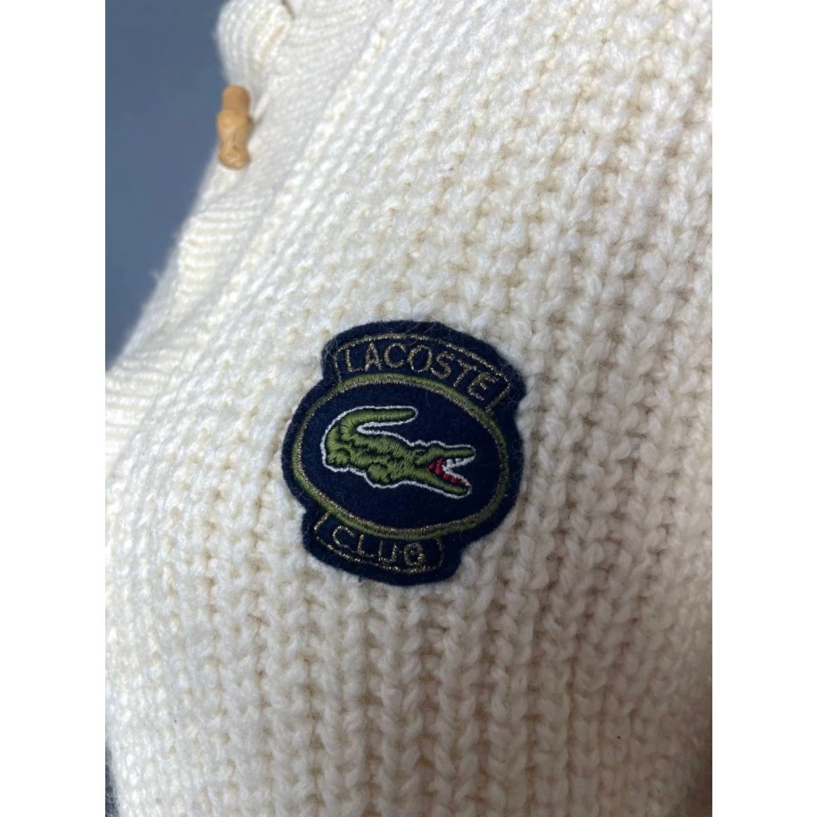 Lacoste Lacoste Womens Vintage? No — Lacoste Club Womens Chunky Knit Sweater Ivory Long Sleeve Mock Neck Pullover Size ONE SIZE - 5 Thumbnail