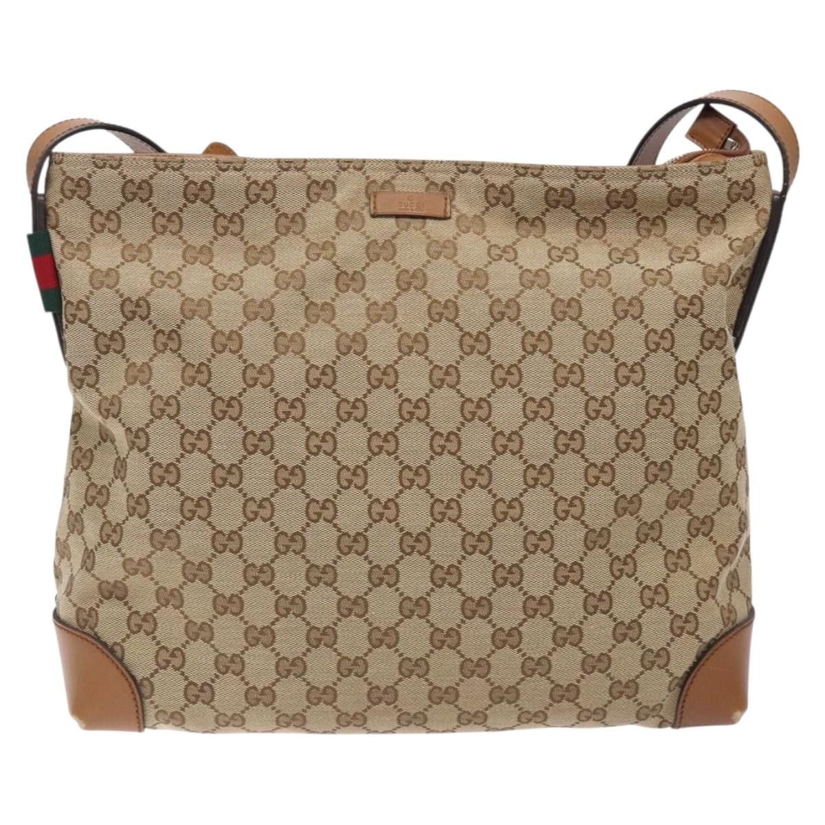 Gucci GUCCI GG Canvas Web Sherry Line Shoulder Bag Beige Silver Size ONE SIZE - 2 Thumbnail