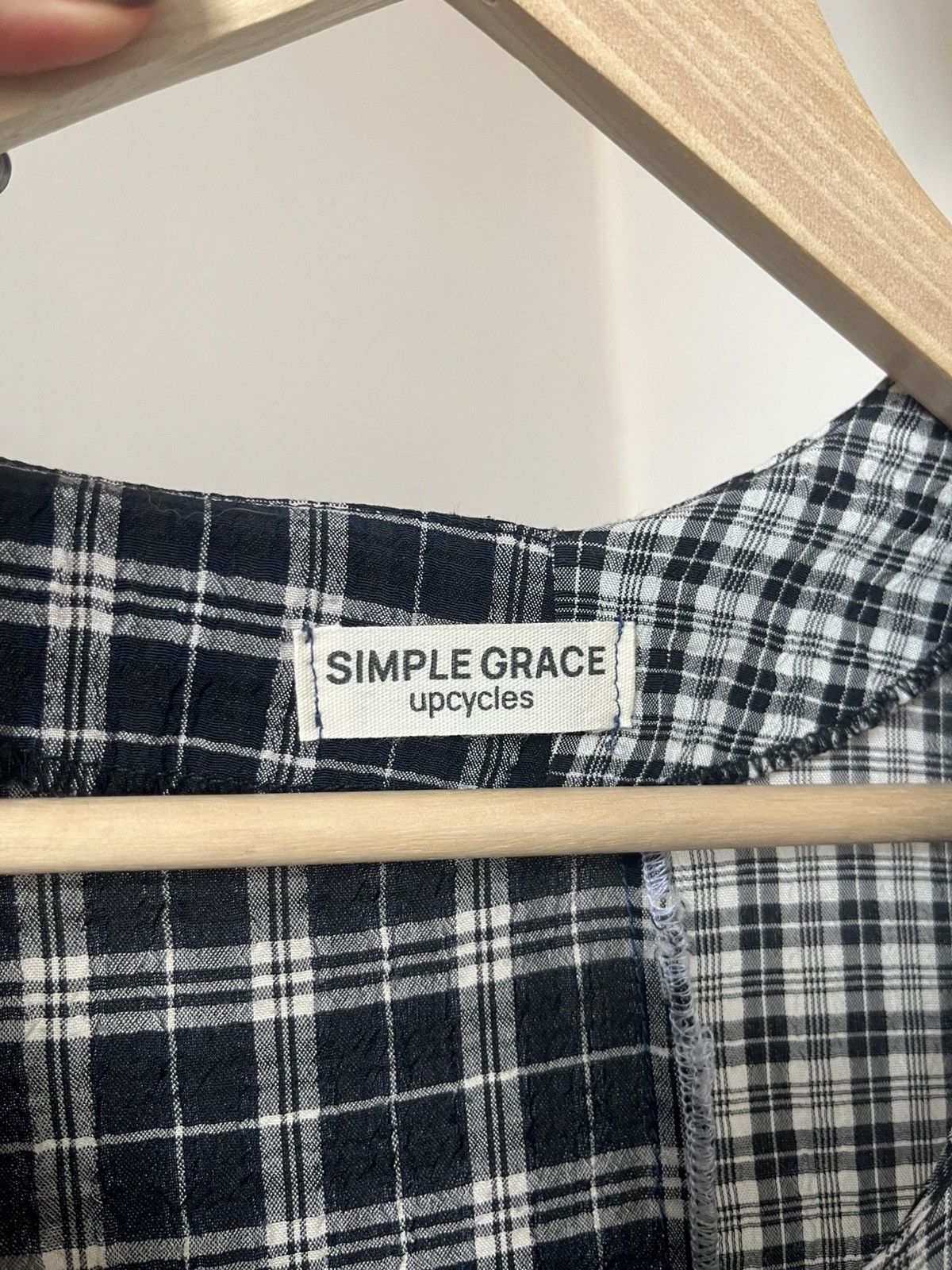 Custommade upcycled asymmetrical sleeves plaid midi dress with tulle Size S / US 4 / IT 40 - 5 Thumbnail