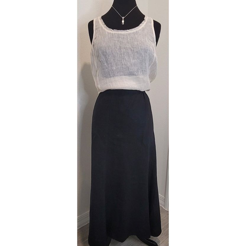 VTG USA Made Linen Black Maxi Skirt M Fairy Witchy Ethereal