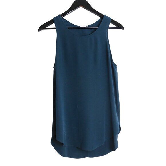 Aritzia Aritzia Wilfred 100% Silk Teal Flowy Crepe Tank Top Blouse Size S / US 4 / IT 40 - 1 Thumbnail