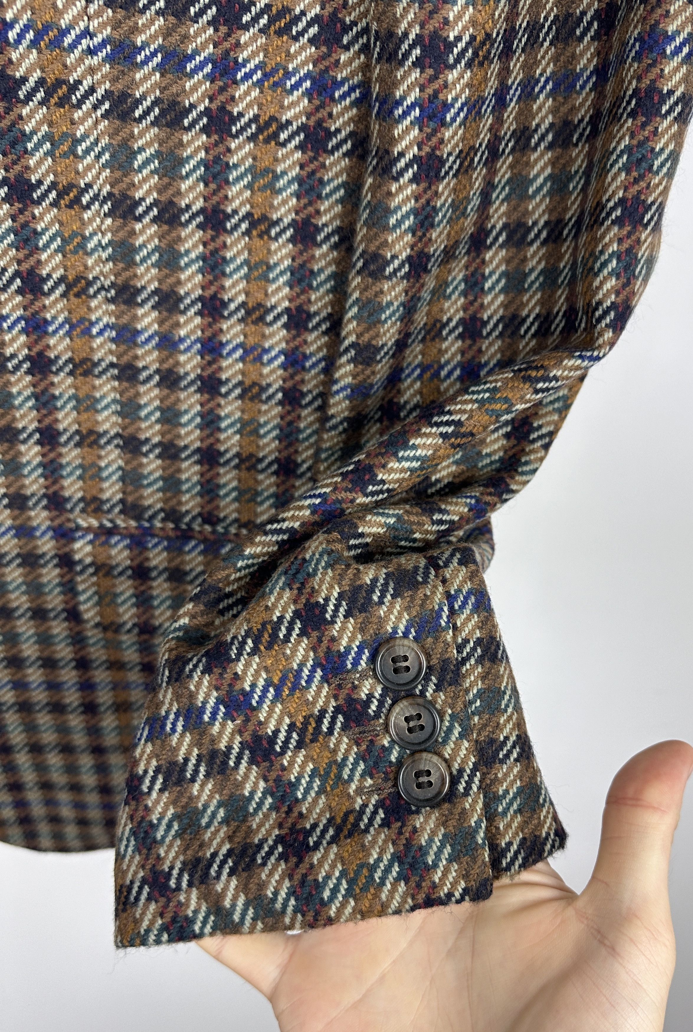 Vintage Made in Italy men cashemere blazer jacket TWEED L Size 50R - 4 Thumbnail
