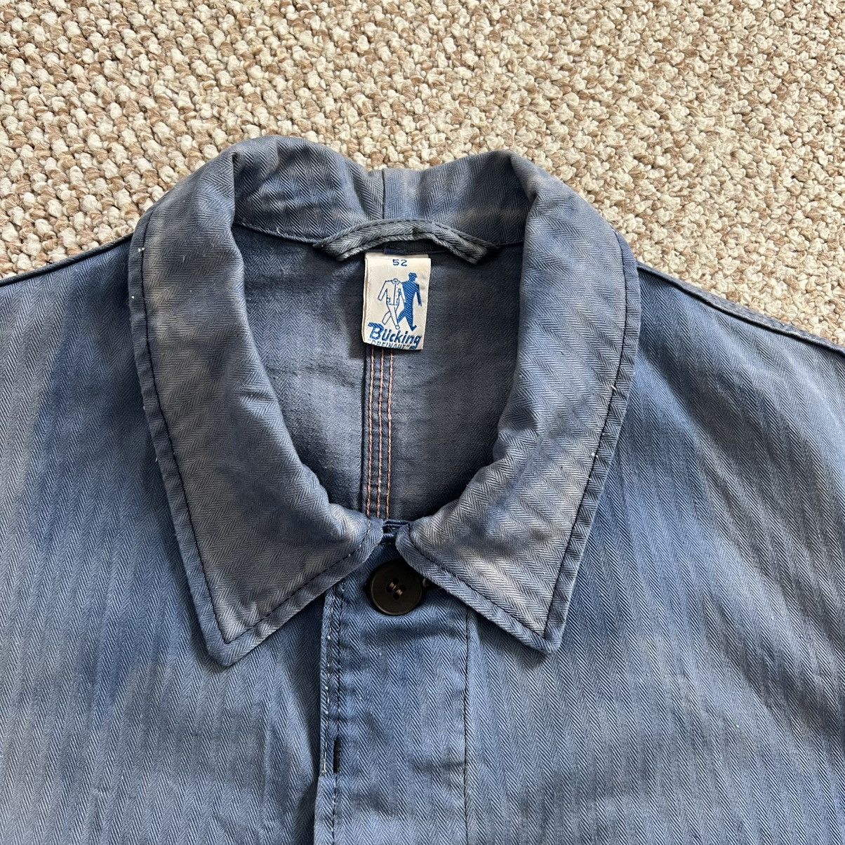 Vintage German sun faded washed works chore herringbone jacket Size US L / EU 52-54 / 3 - 2 Thumbnail