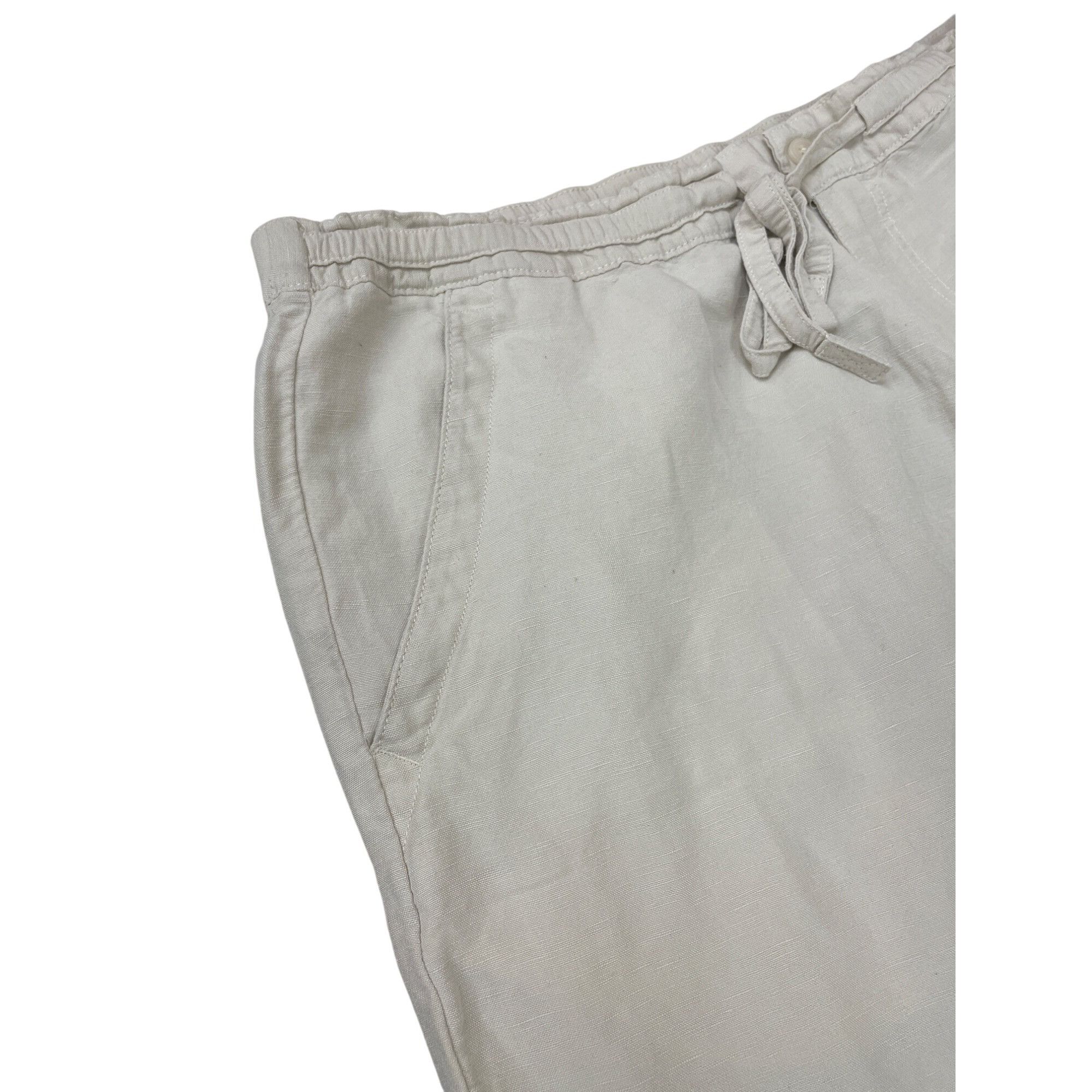 Cubavera Cubavera womans beige Drawstring Linen blend wide leg pants Size 24" / US 00 / IT 34 - 3 Thumbnail