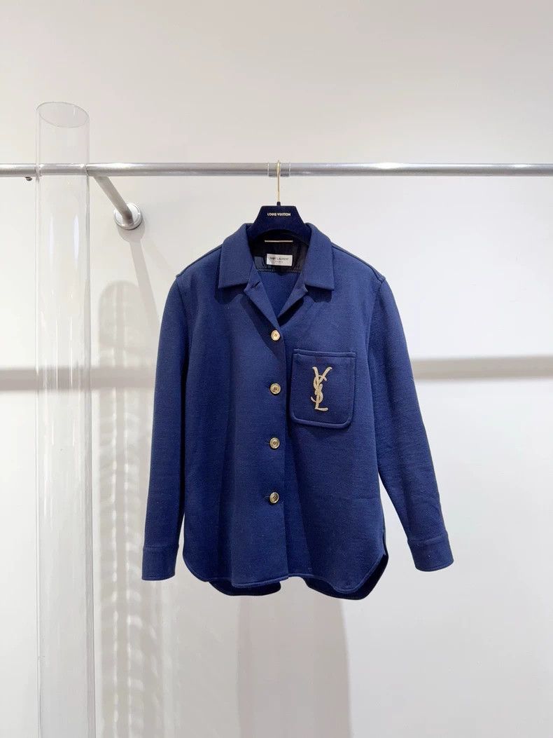 Yves Saint Laurent Saint Laruent Gold thread embroidered logo jacket 2502-Next Size XS / US 0-2 / IT 36-38 - 1 Thumbnail