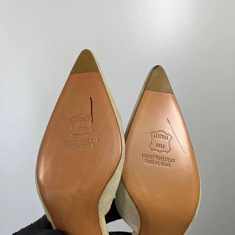 Stuart Weitzman Stuart Weitzman Gold Suede Slingback Heels EU 39 Size US 8 / IT 38 - 3 Thumbnail