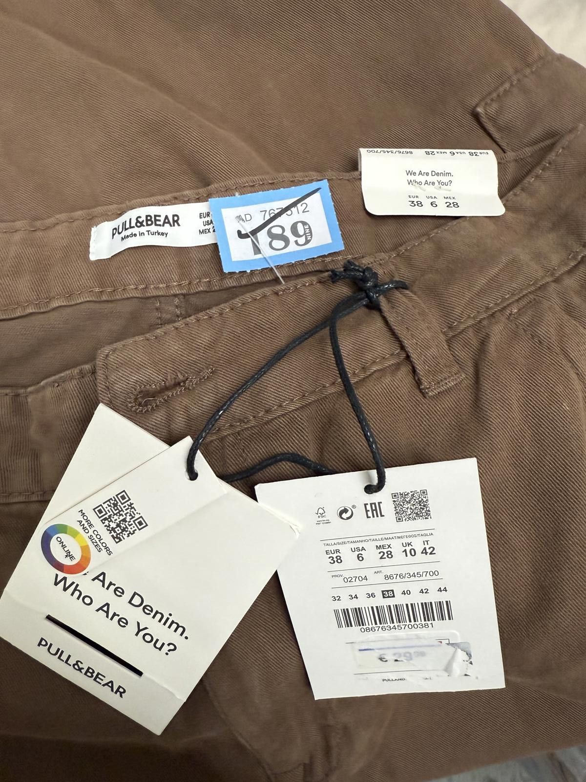 Pull & Bear Pull and Bear Brown Cargo Trousers Size 28" / US 6 / IT 42 - 4 Thumbnail