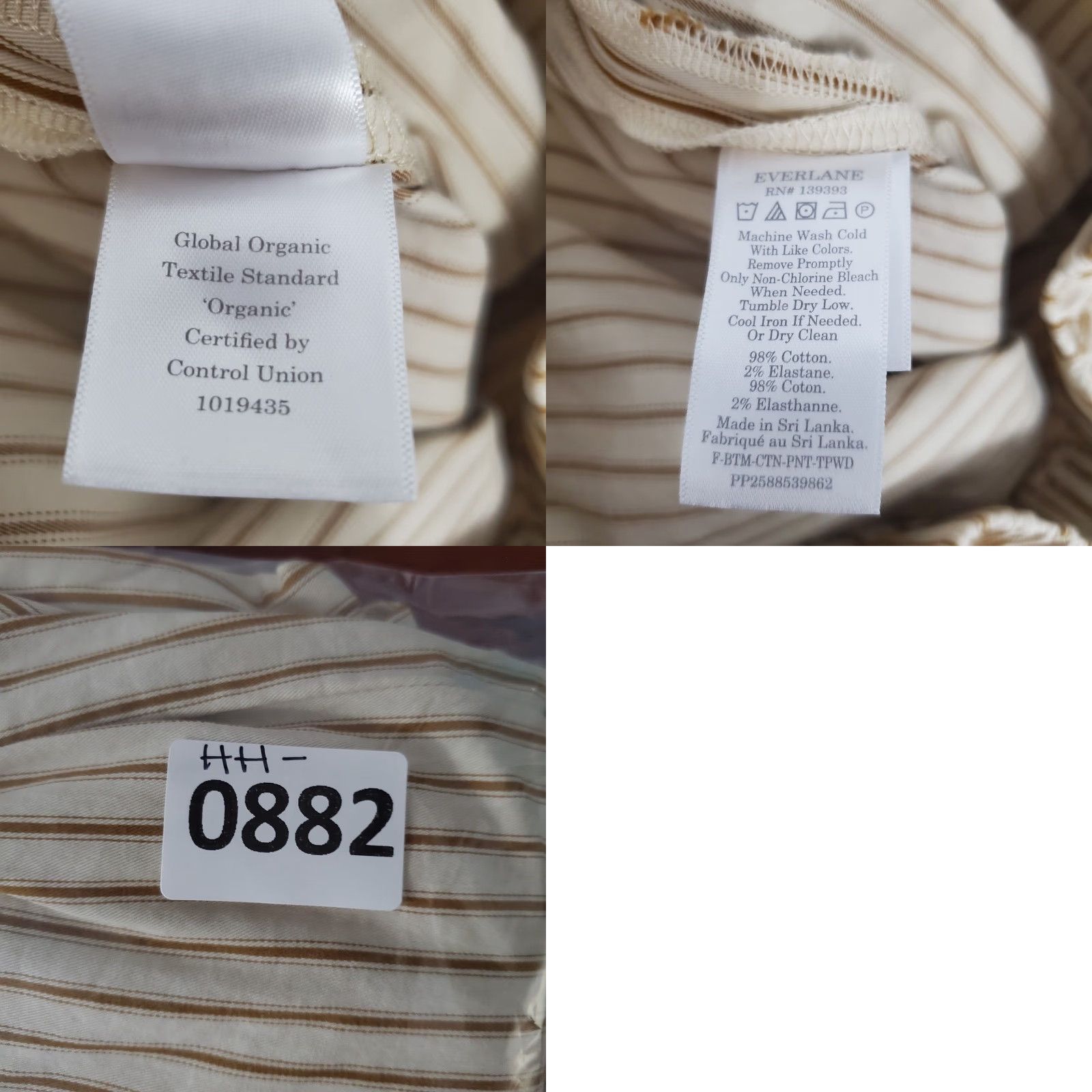 Everlane VINTAGE Everlane Pants Womens 0 Tan Brown Striped Organic Cotton Pull On Preppy Size 25" / US 0 / IT 36 - 9 Thumbnail
