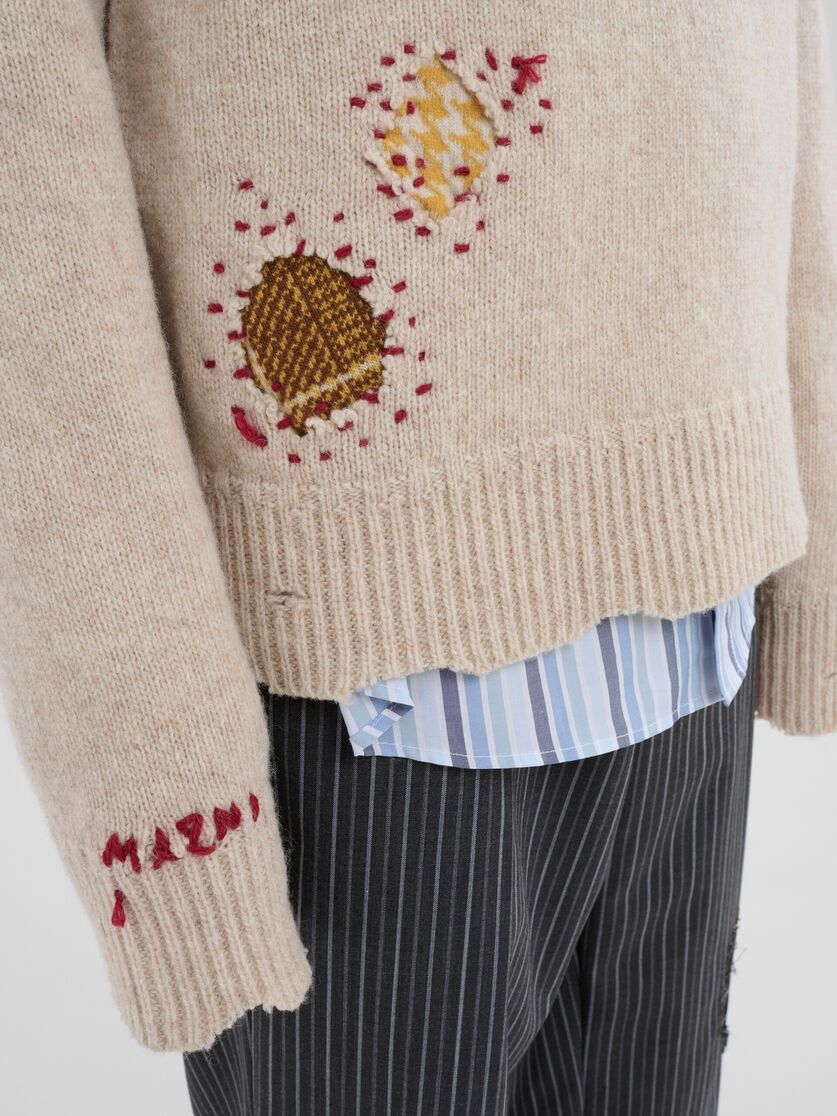 Marni o1w1db11125 Oat Shetland Wool Jumper in Beige Size US L / EU 52-54 / 3 - 5 Thumbnail