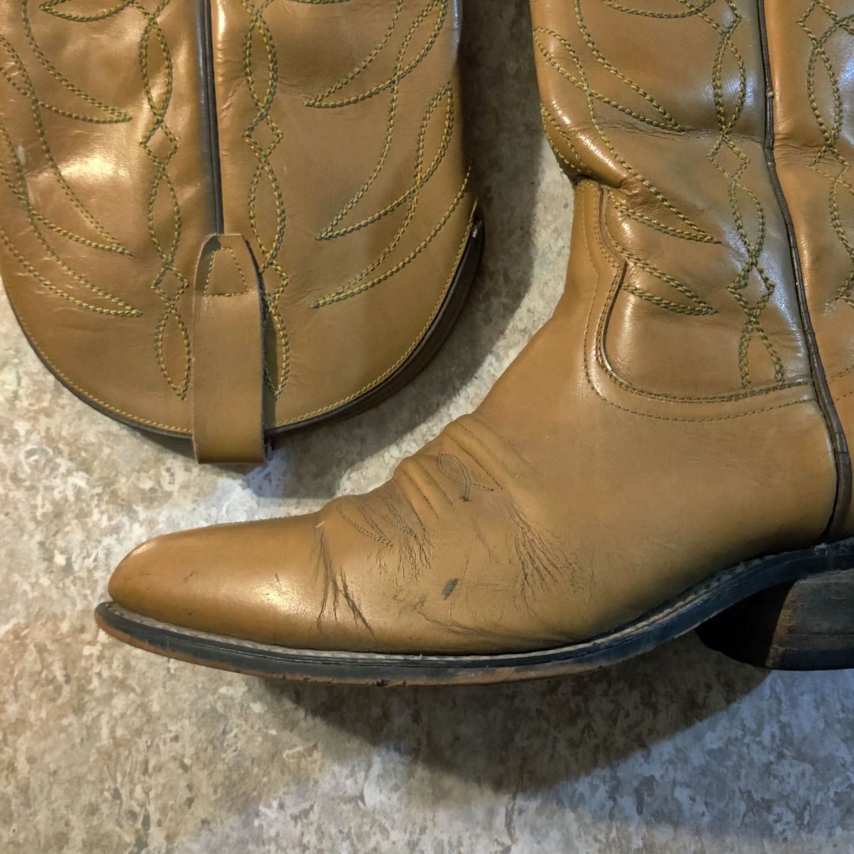 Vintage VINTAGE Destroyer Cowboy Boots Mens Size 8.5 Yellow Leather Western 1980s Boots Size US 9 / EU 42 - 3 Thumbnail