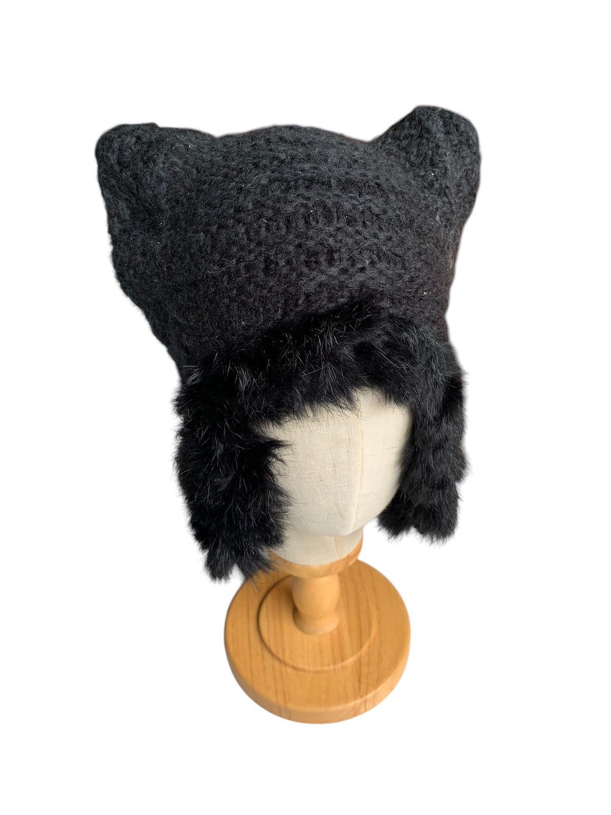 14th Addiction × Vintage Bunny Horn Devil Knitted Crochet Rare Hairy Fur Punk Hat☠️🎌 Size ONE SIZE - 2 Thumbnail