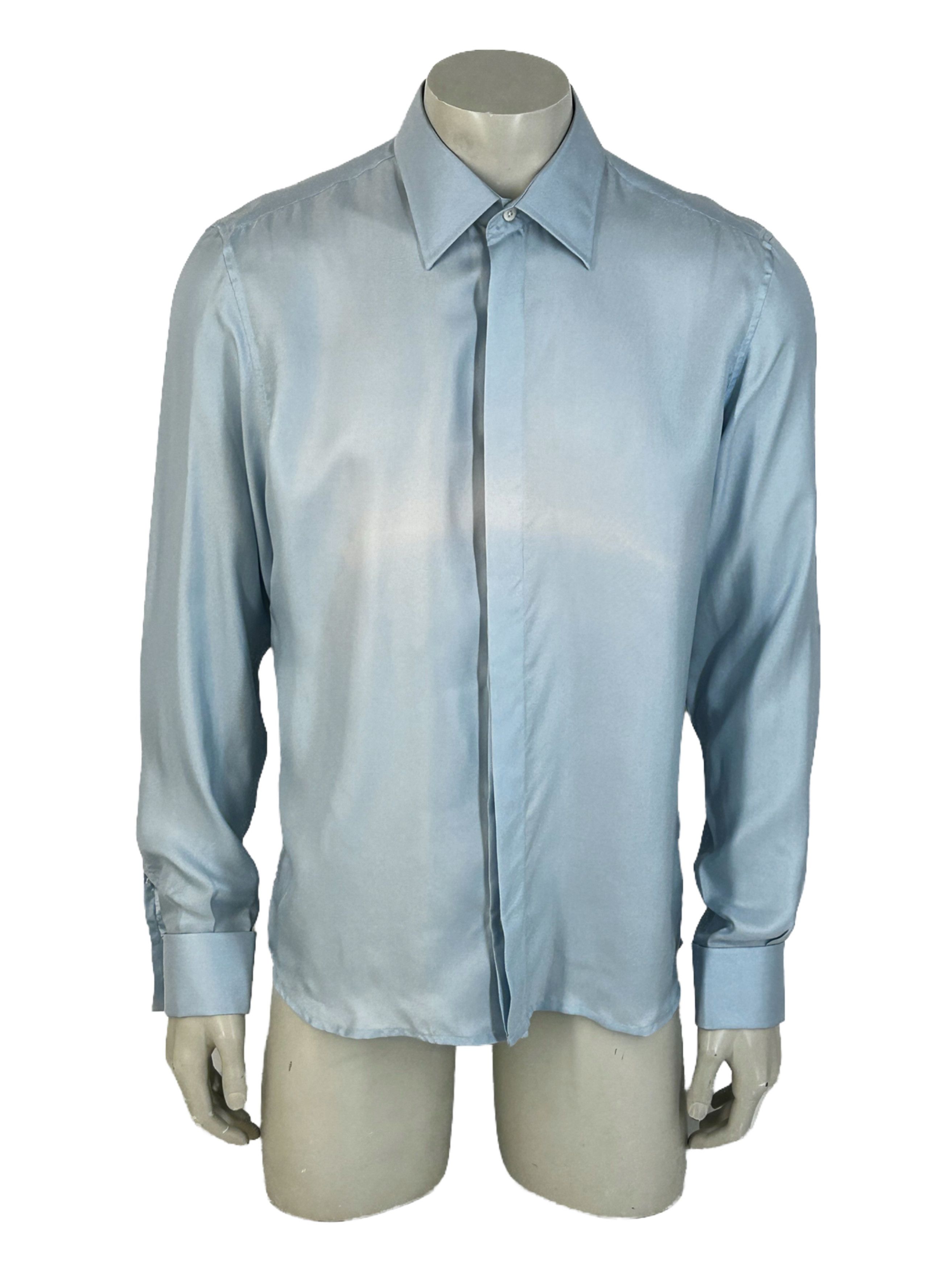 Fendi FENDI SKY BLUE SILK SHIRT SIZE 43 Size US XXL / EU 58 / 5 - 1 Thumbnail