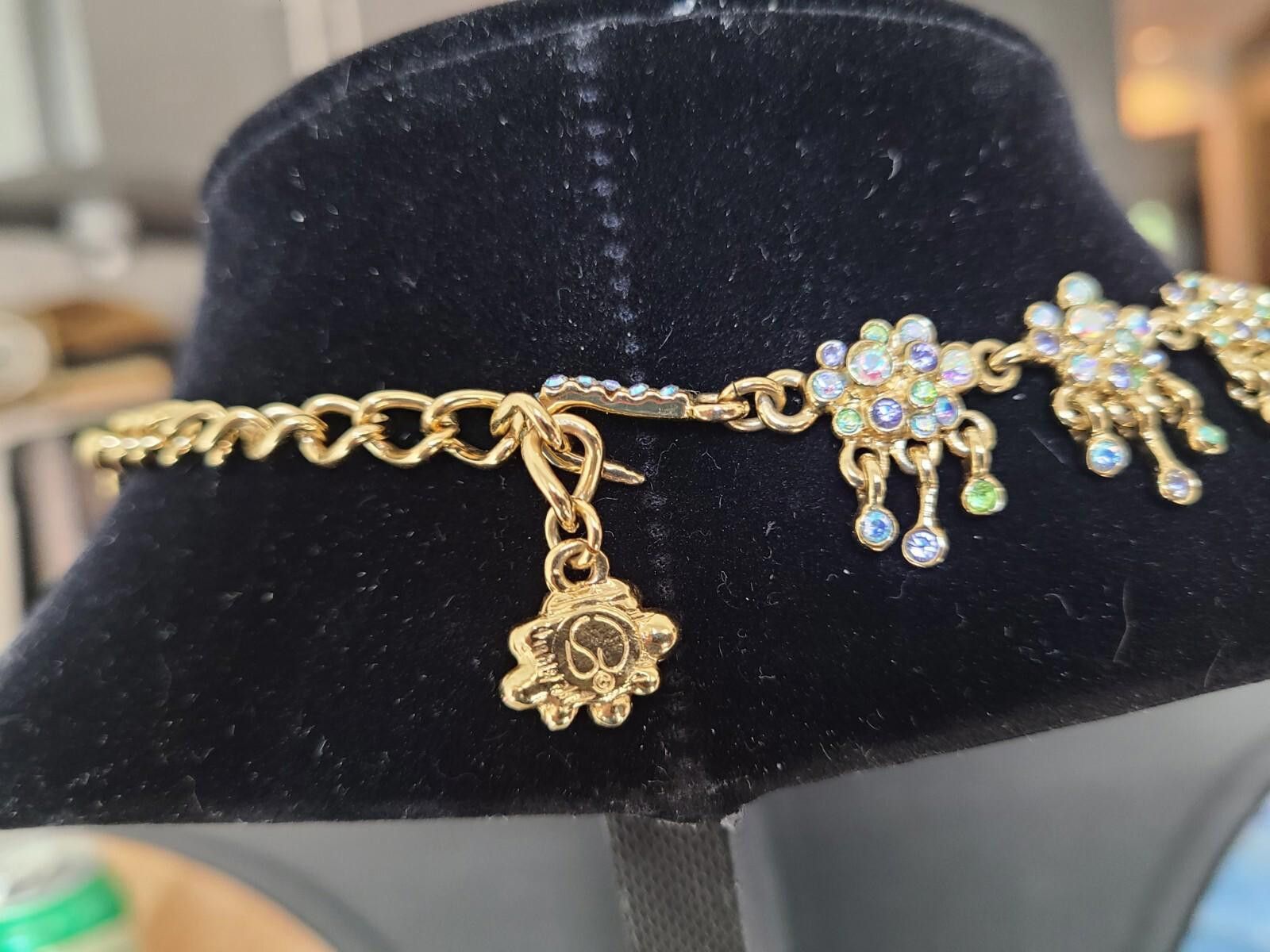 Swarovski Rare Saint John 17" Gold Floral Necklace Swarovski Crystals Size ONE SIZE - 5 Thumbnail