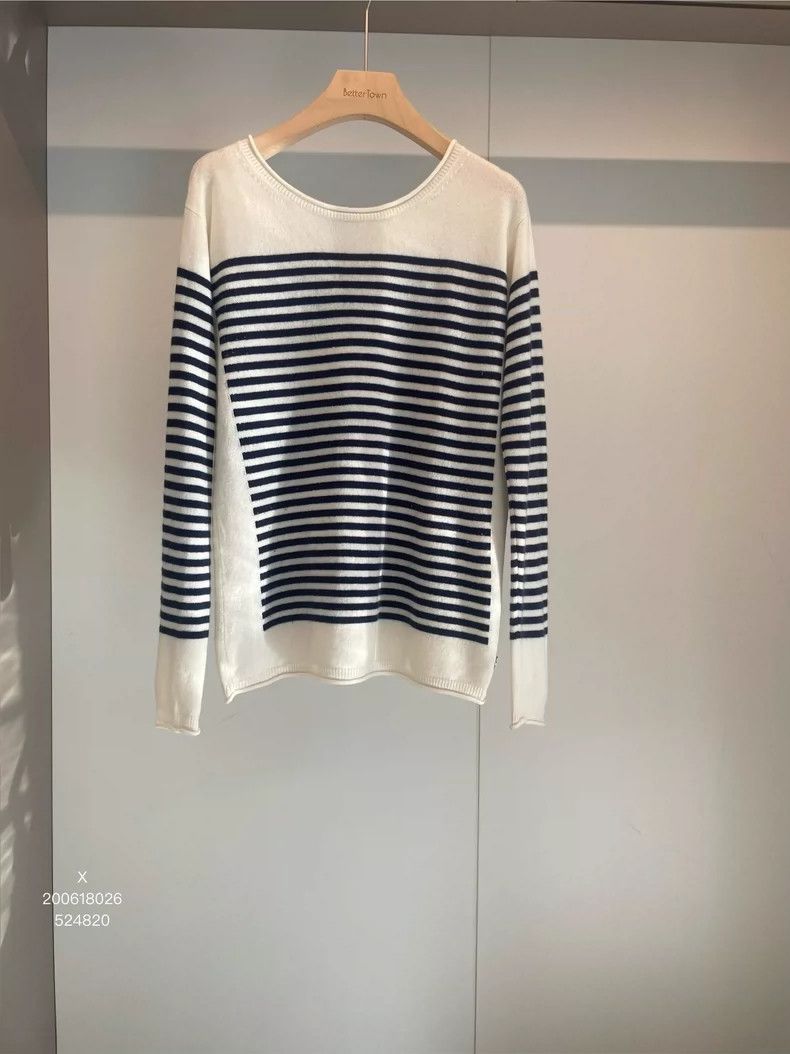 Loro Piana LORO PIANA White striped cashmere sweater Size M / US 6-8 / IT 42-44 - 1 Thumbnail