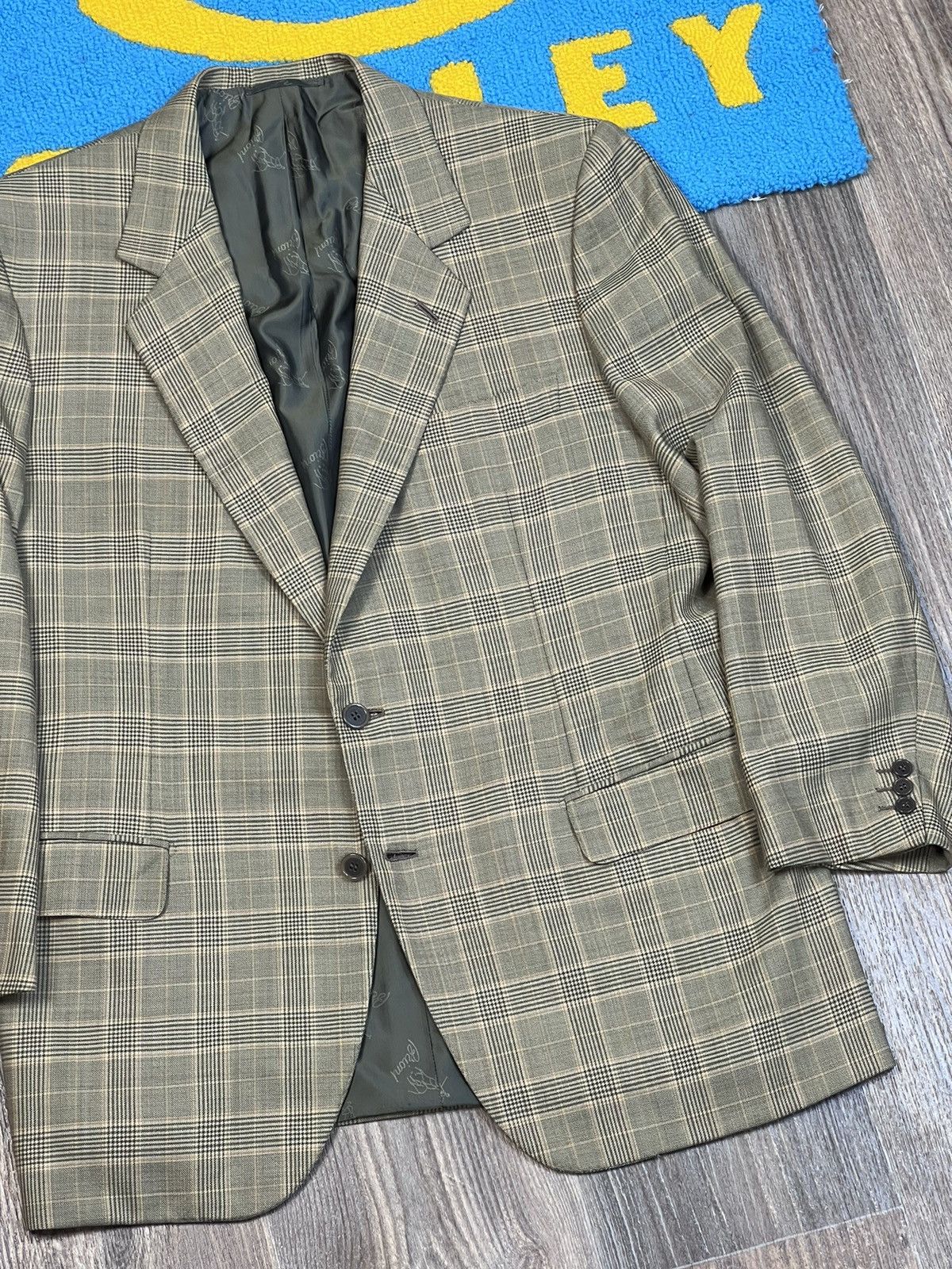 Brioni Brioni Parigi Wool Olive Check Blazer Two Buttons 52 Size 52S - 2 Thumbnail