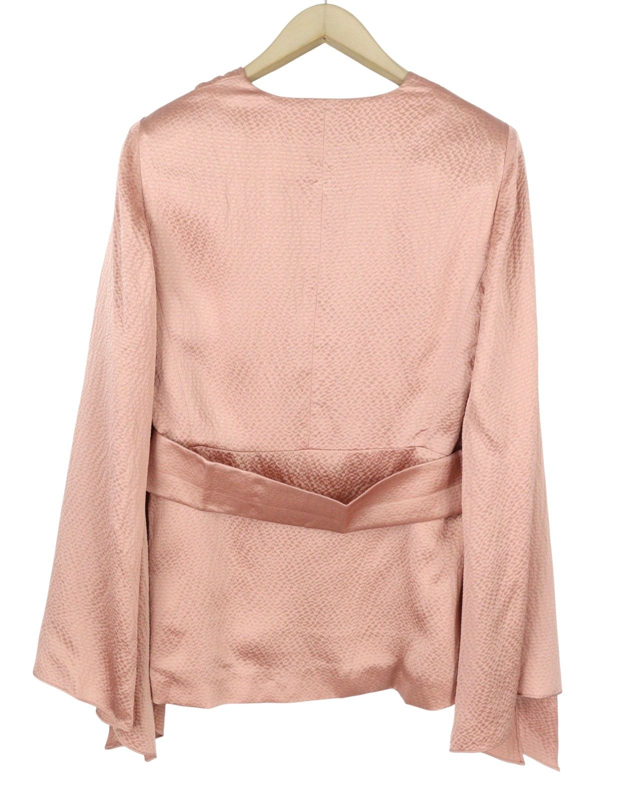 Max Mara BRIDAL OCCHI EU44 Pink Textured Silk Wrap Blouse 88911 Size XL / US 12-14 / IT 48-50 - 4 Thumbnail