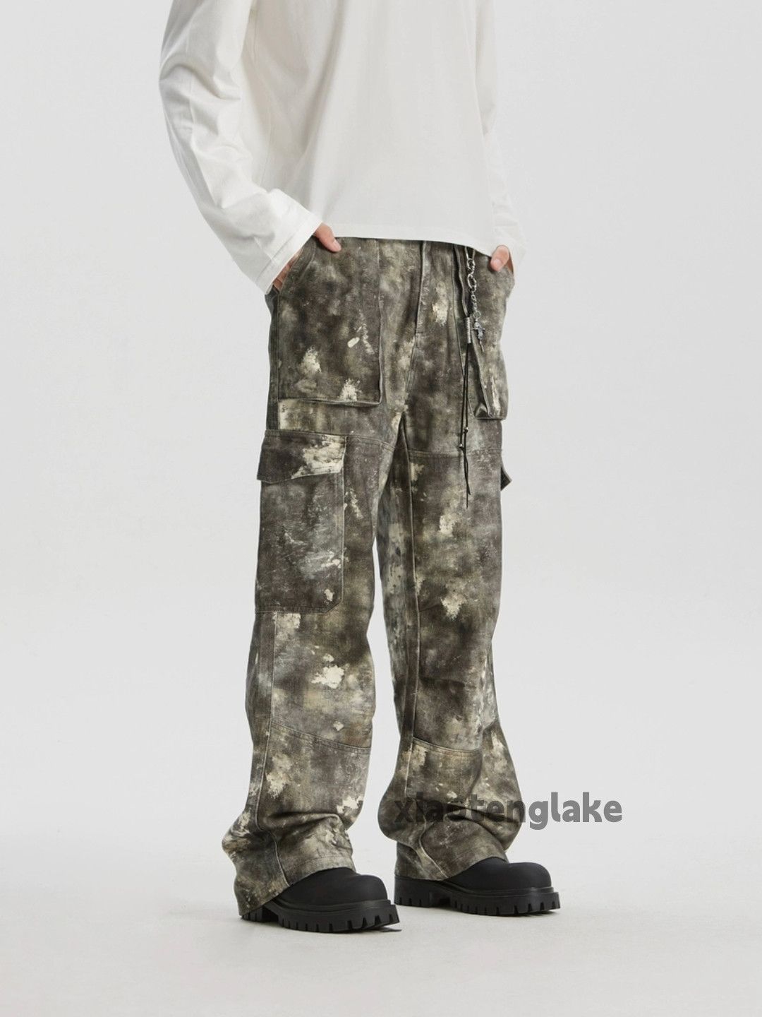 Designer × Vintage dirty camo washed faded stain grunge loose baggy pants Size US 28 / EU 44 - 3 Thumbnail
