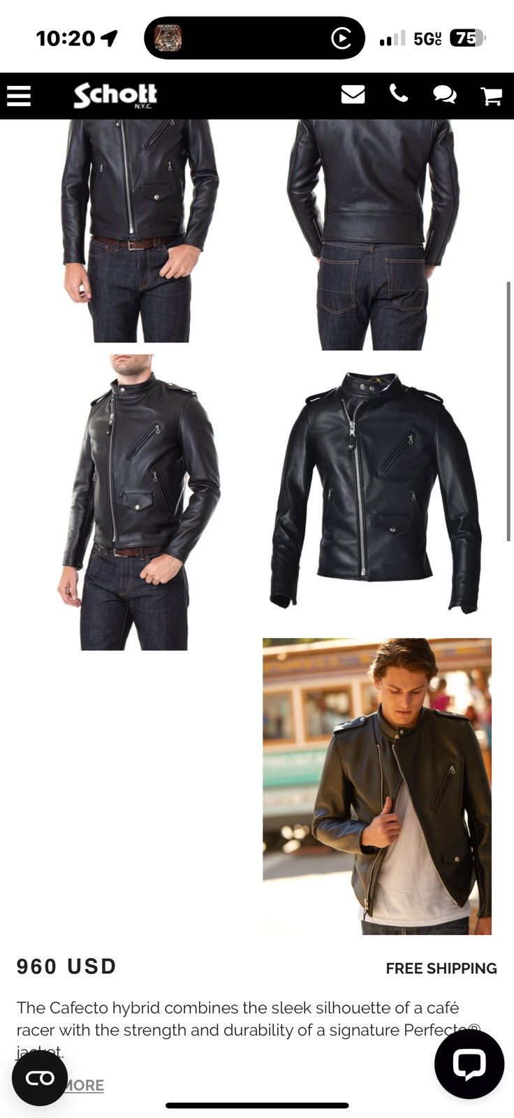 Schott Schott NYC, Cafe Racer Asymmetrical Leather Moto Jacket Size US M / EU 48-50 / 2 - 5 Thumbnail