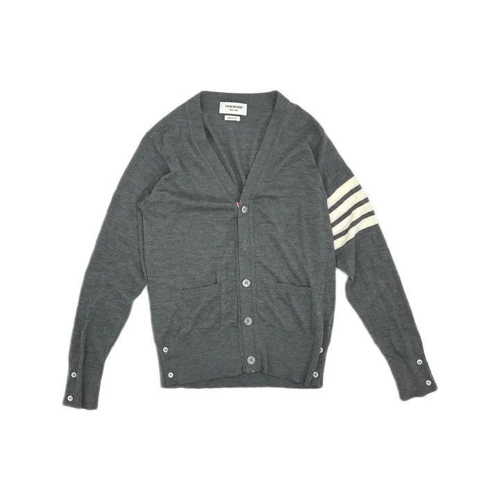 Thom Browne Thom Browne Classic Grey V-Neck Cardigan -2507 Size US M / EU 48-50 / 2 - 8 Thumbnail
