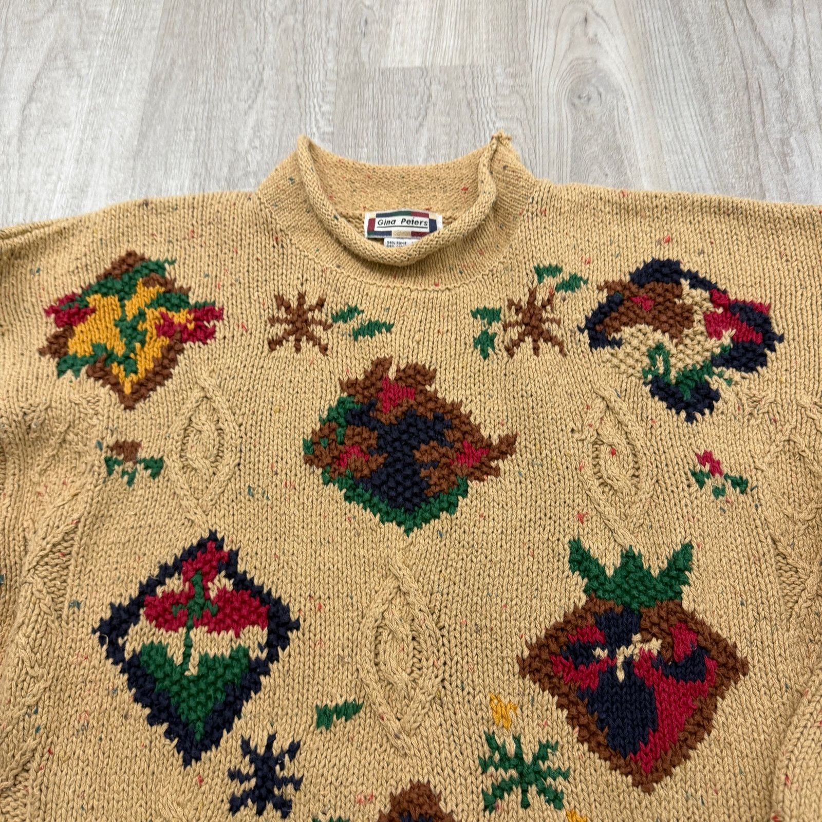 Vintage Vintage Gina Peters Roll Neck Sweater Women's Large Floral Size L / US 10 / IT 46 - 3 Thumbnail