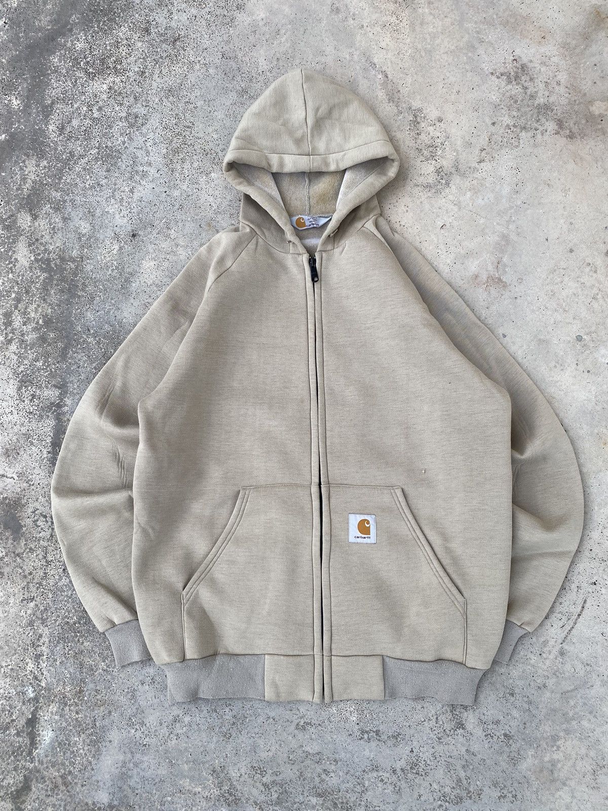 Carhartt × Vintage RARE! Vintage Carhartt Velvet Zip Up Hoodie Beige Size US L / EU 52-54 / 3 - 1 Thumbnail