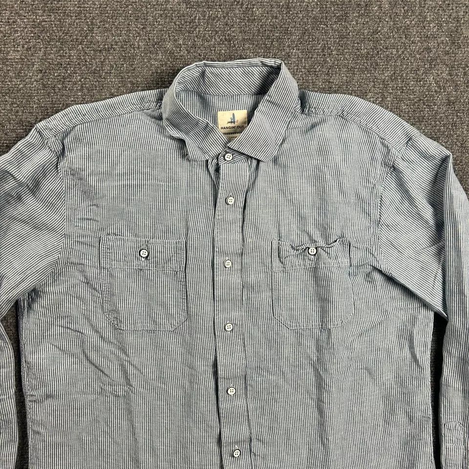 johnnie-O Johnnie-O Shirt Mens Large Button Up Striped Blue Hangin Out Size US L / EU 52-54 / 3 - 2 Thumbnail