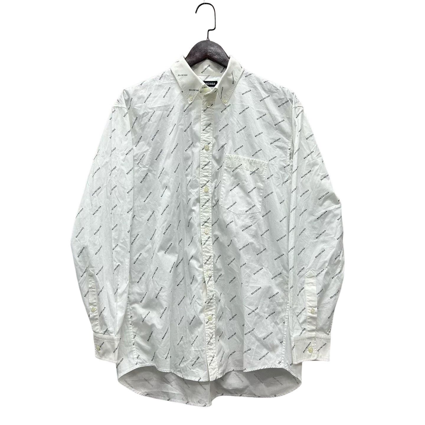 Balenciaga Balenciaga All Over Logo Shirt Size 37 Size US S / EU 44-46 / 1 - 1 Thumbnail