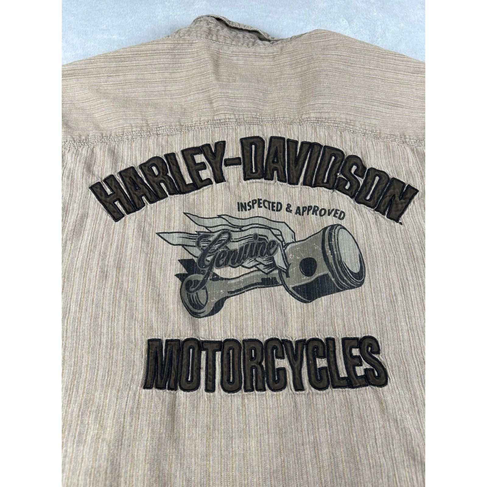 Harley Davidson Harley Davidson Shirt Mens 2XL Brown Striped Lined Button Up Genuine Motorcycles Size US XXL / EU 58 / 5 - 8 Thumbnail