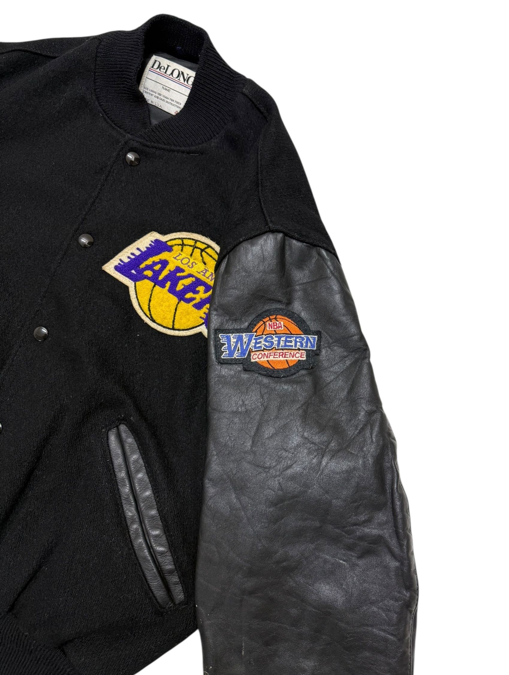 Delong Delong Lakers Big Logo Leather Wool Varsity Jacket Size US L / EU 52-54 / 3 - 3 Thumbnail