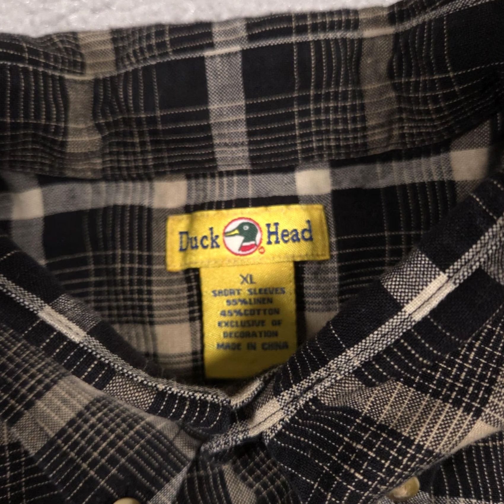 Vintage Duck Head Shirt Mens XL Brown Plaid Button-Down Short Sleeve Linen-Cotton Casual рынок Size US XL / EU 56 / 4 - 5 Thumbnail