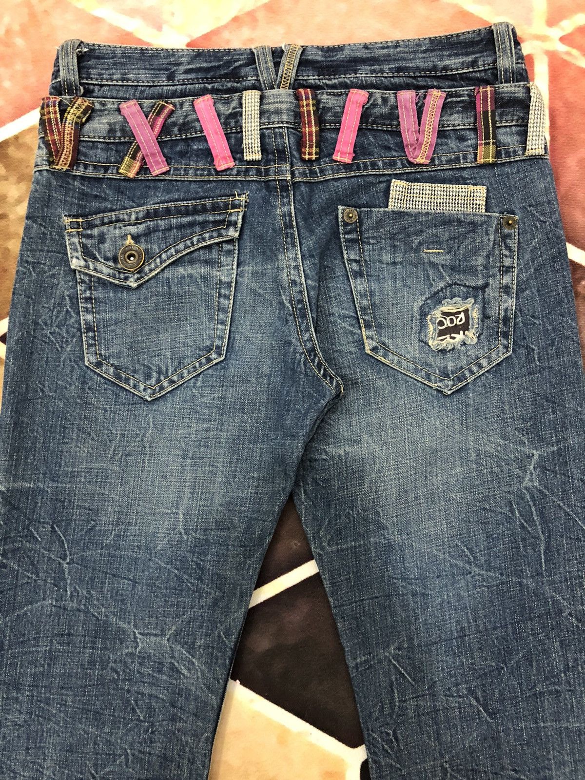 Japanese Brand × Seditionaries Vintage Colza Double Waist Distressed Faded Blue Jeans Size US 31 - 10 Thumbnail