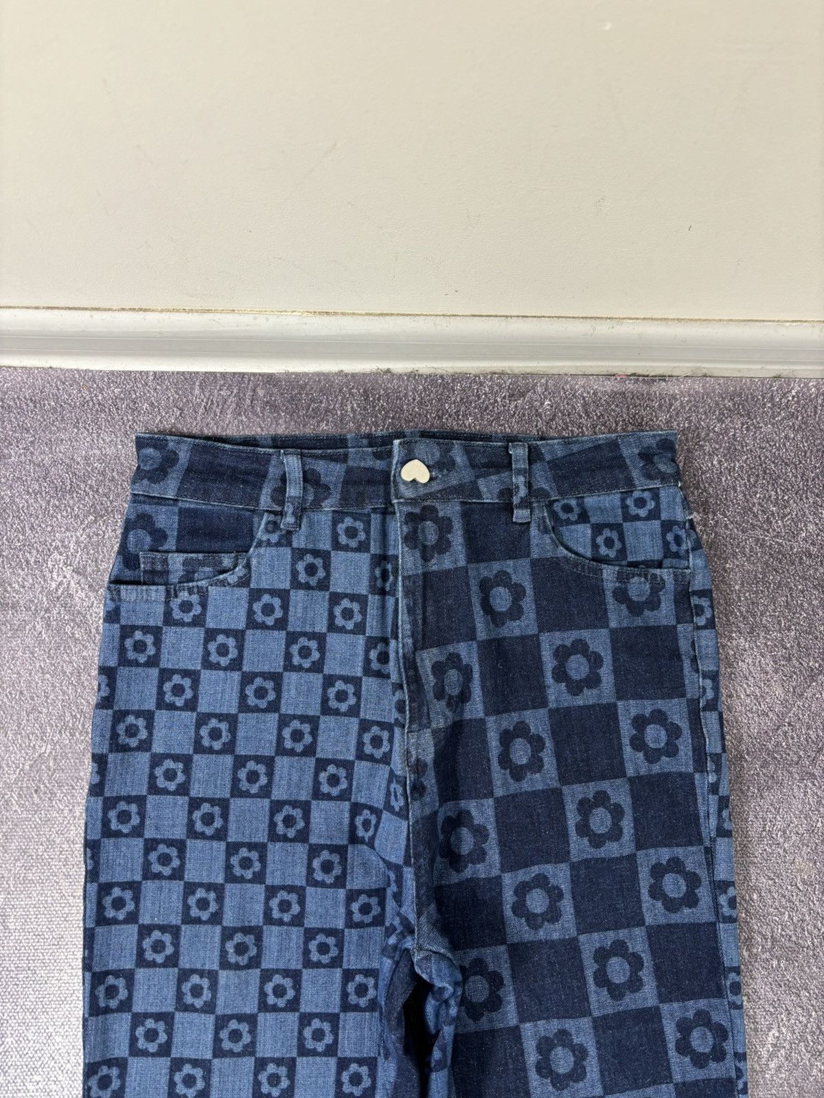 Jaded London Jaded London Women’s Chessboard Blue Hype Flared Denim Jeans Size 30" / US 8 / IT 44 - 5 Thumbnail
