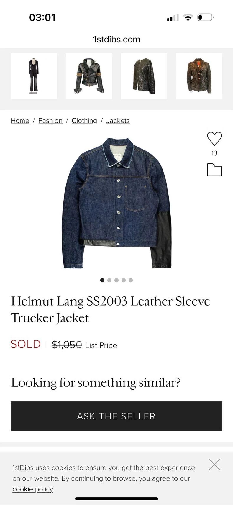 Helmut Lang HELMUT LANG size54 Patched single pocket denim jacket Size US L / EU 52-54 / 3 - 9 Thumbnail