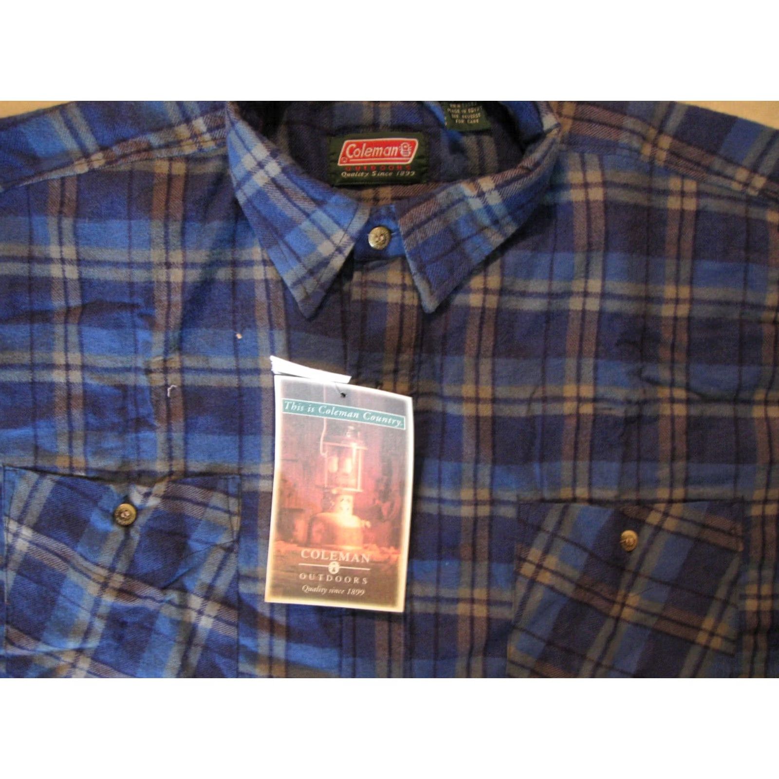 Vintage Coleman Outdoors Flannel Shirt Vintage Large Blue Plaid Button-Down Casual Mens Size US L / EU 52-54 / 3 - 3 Thumbnail