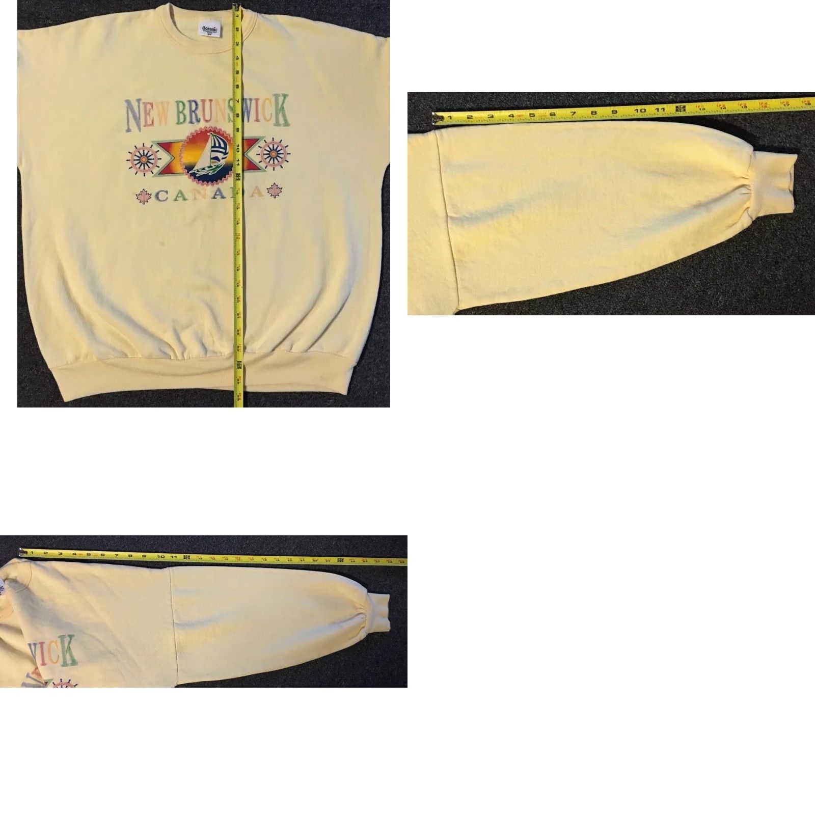 Vintage Vtg 90s New Brunswick Canada Faded Spellout Sweatshirt M Boxy College Track Beach Grunge Hoodie Men Yellow 80s USA College 90s Vintage Size US M / EU 48-50 / 2 - 10 Thumbnail
