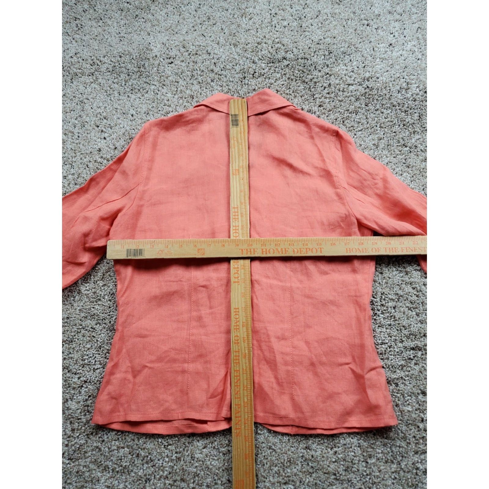 Talbots Talbots Jacket Womens 10 Orange Irish Linen Button Front Half Sleeve Size L / US 10 / IT 46 - 7 Thumbnail
